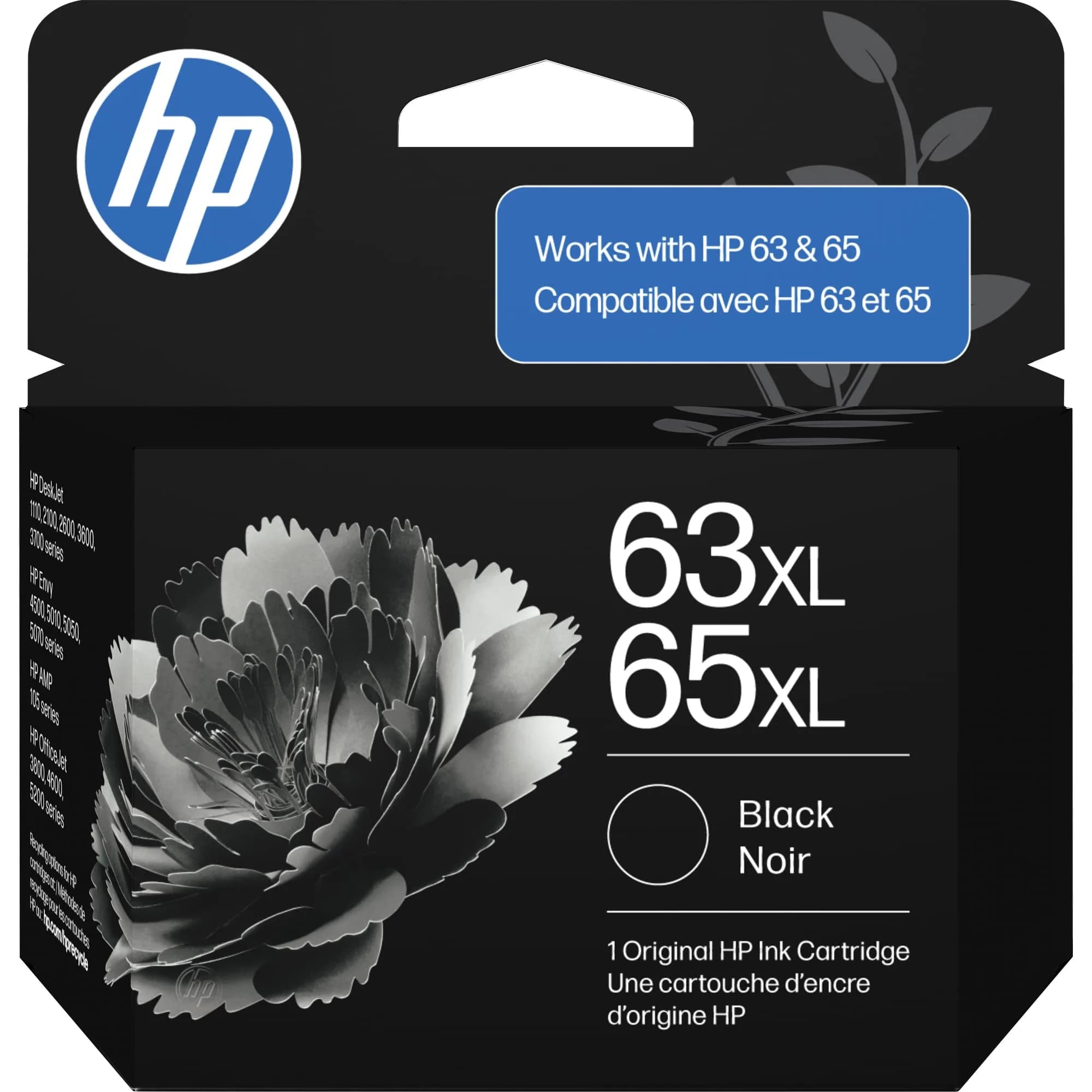 HP 63XL / 65XL Black High-Yield Ink Cartridge | Fade-Resistant Documents - main product image