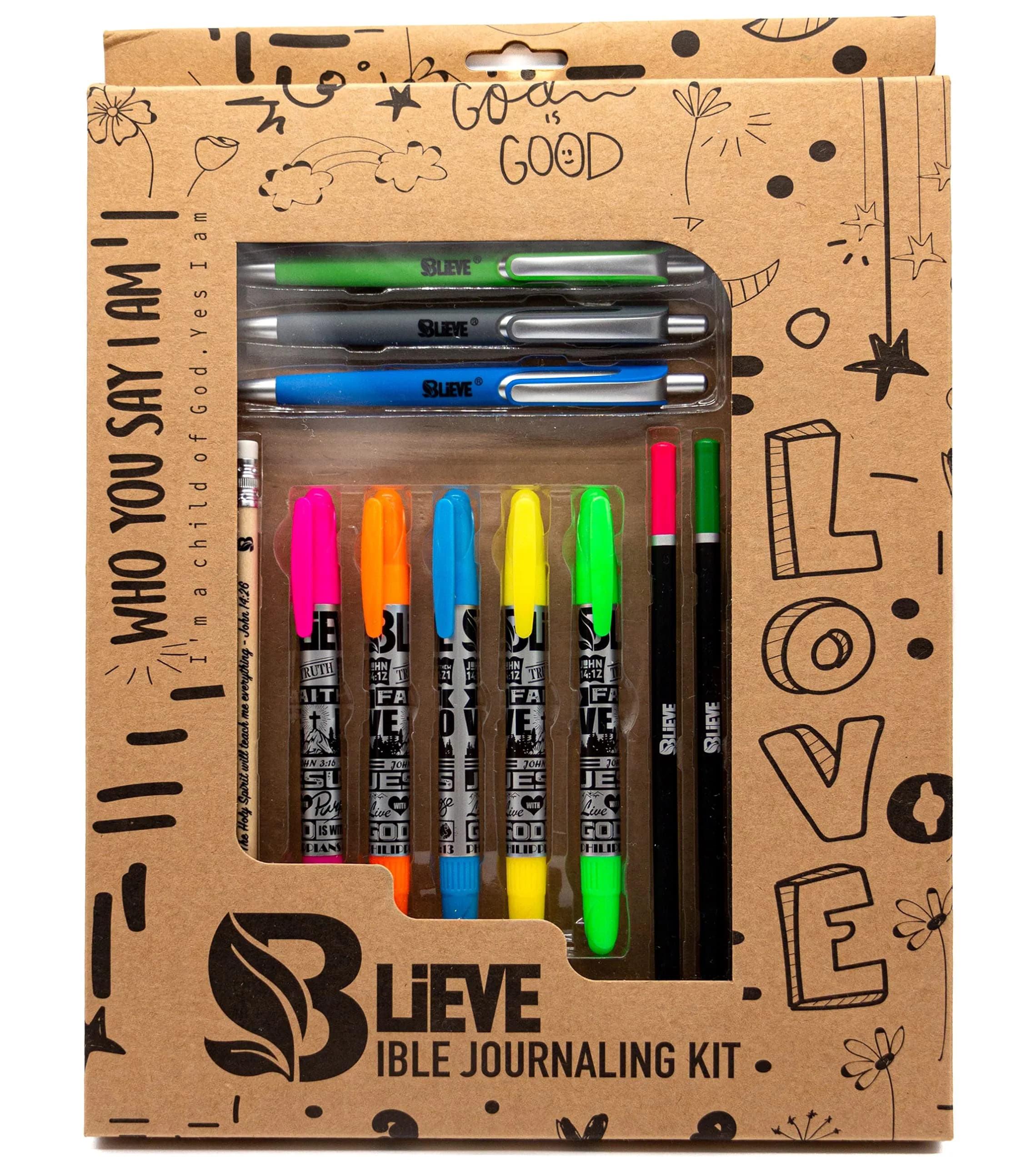 BLIEVE Aesthetic Gel Pens & Highlighters Set | Soft Ink, No Bleed, Bible Journaling (10-Pack) - main product image