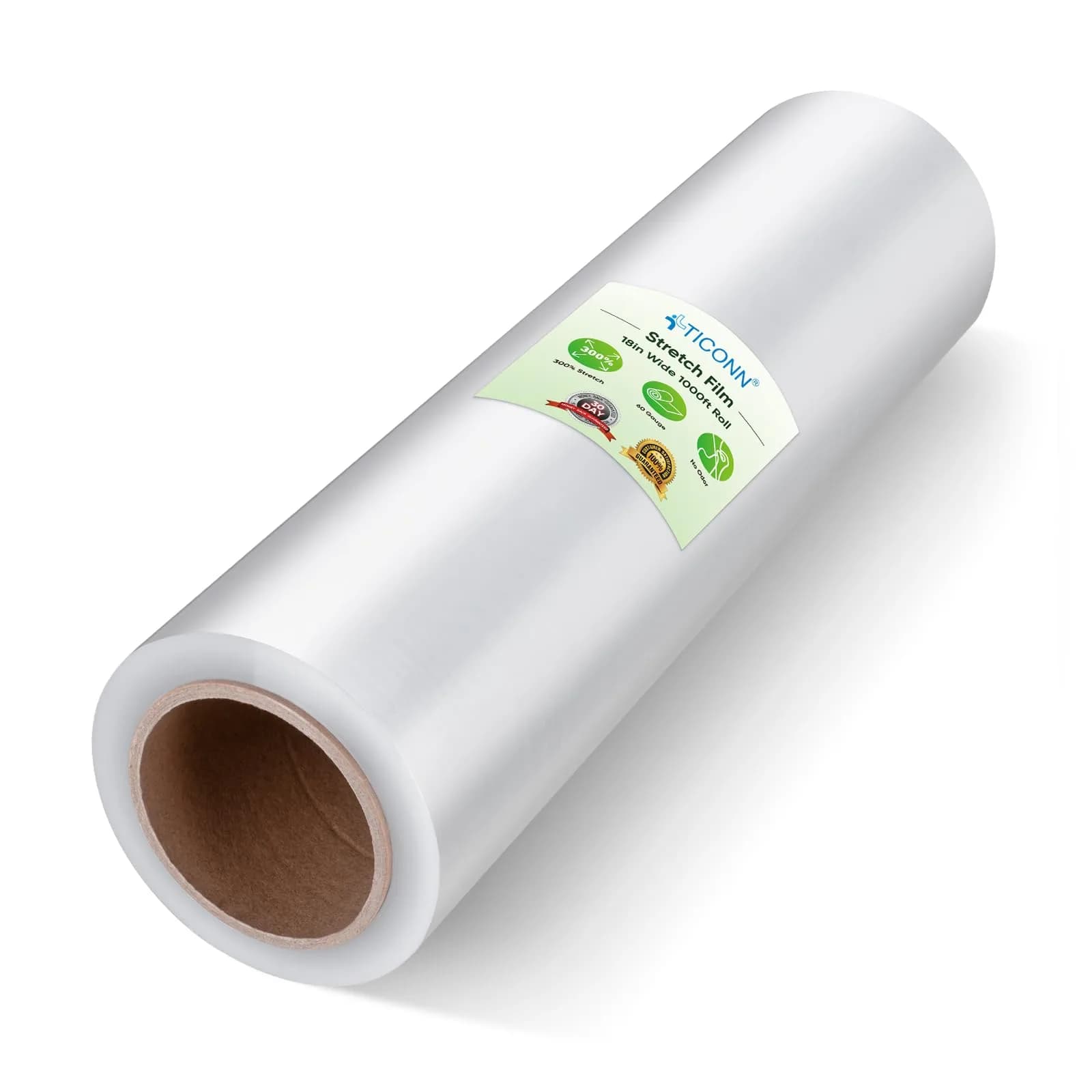TICONN Clear Stretch Wrap Film Roll, 1000ft Industrial Strength 45.7cm (18 inch) Wide | Essential Packing Supply - main product image