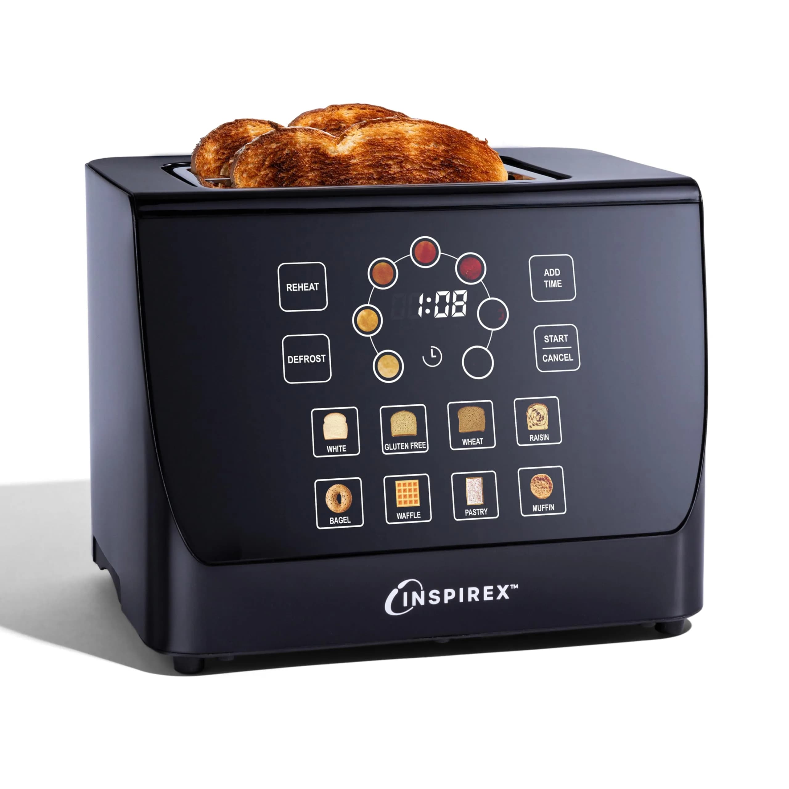 Nostalgia Inspirex Two Slice Touchscreen Toaster, Black | Modern Kitchen Essential