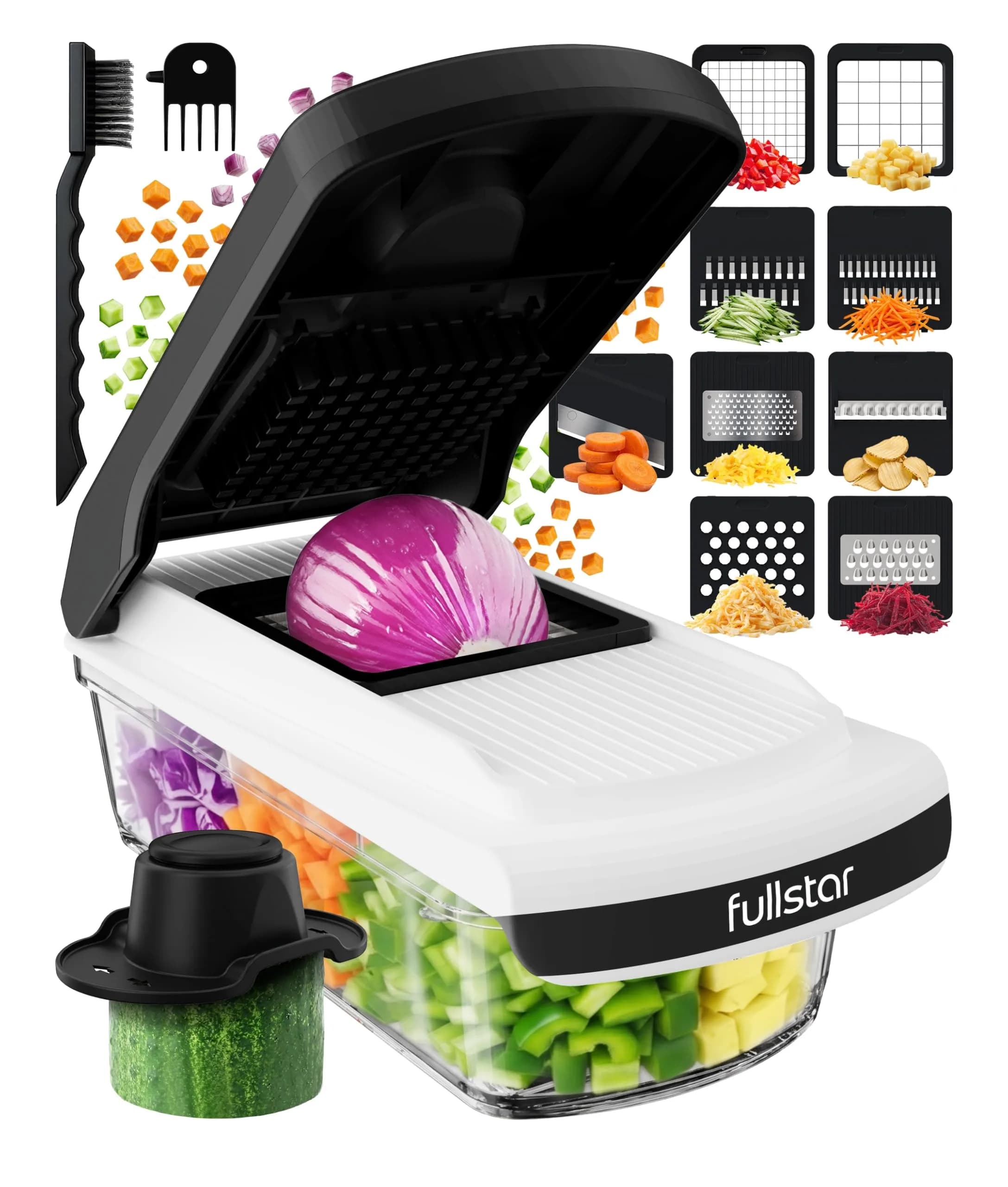 Fullstar Pro Core Vegetable Chopper & Mandoline Slicer, 9-in-1 Compact Meal Prep Essential with 420 Stainless Steel Blades & Container | 26.4 cm (10.4 in) Height - main product image