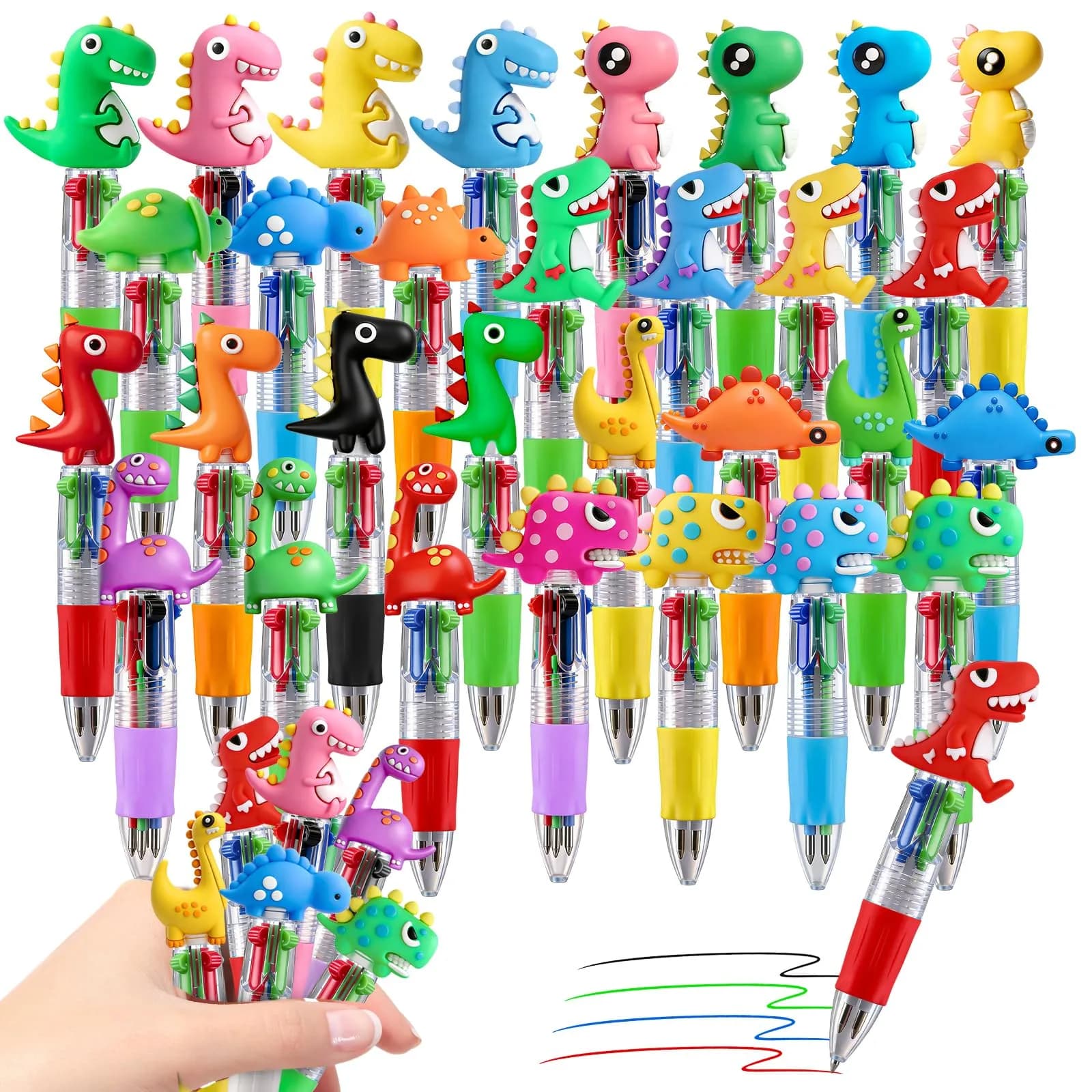 CZWZ Dinosaur Mini Ballpoint Pens (Pack of 30) | 4-in-1 Cute Kawaii Pens for Kids - main product image