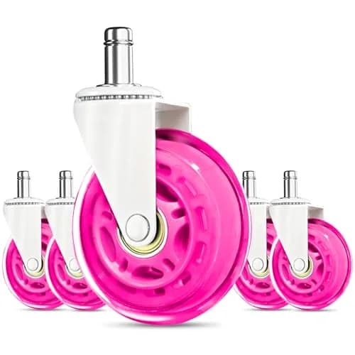 RidRed Pink Industrial Caster Wheels (5-Pack) | Smooth Rolling Office Chair Upgrade - main product image