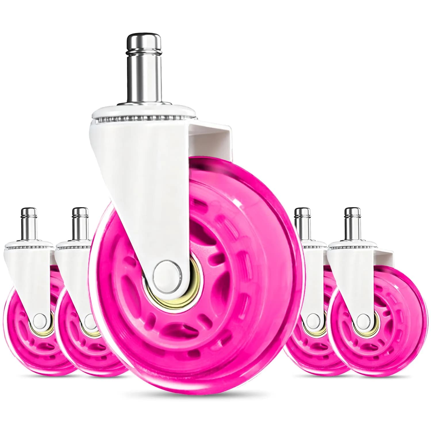 RidRed Pink Rollerblade Style Office Chair Wheels (5-Pack) | Heavy-Duty 650 lb Capacity, Smooth & Silent Rolling - main product image