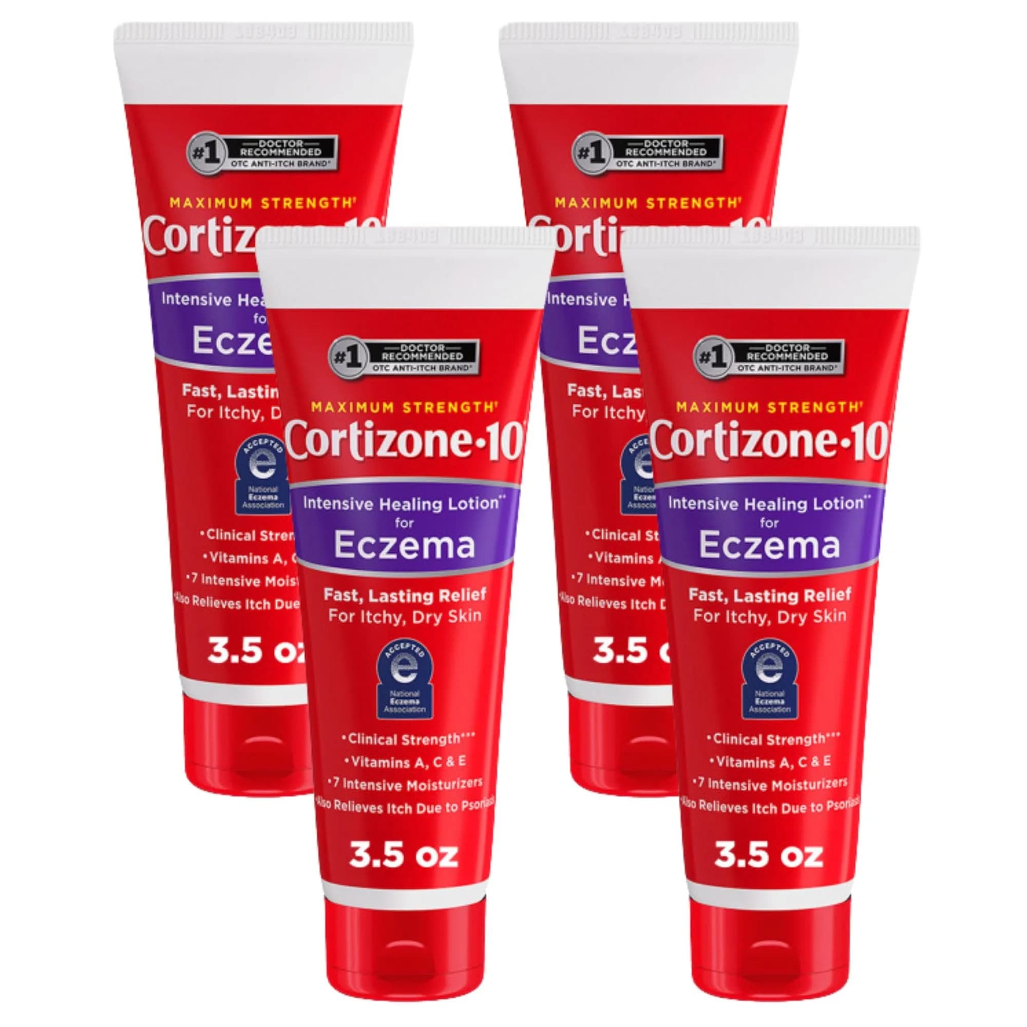 Cortizone 10 Maximum Strength Intensive Healing Lotion for Eczema 1% Hydrocortisone 14 oz (4 x 3.5 oz) | Fast-Acting Anti-Itch Cream for Minor Skin Irritations - main product image