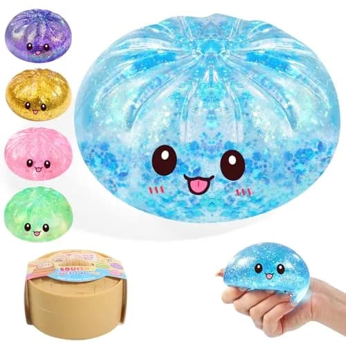 Tookyhiil Blue Dumpling Squishy Toy (255g) | Viral Bao Bun Stress Relief Fidget Toy - main product image