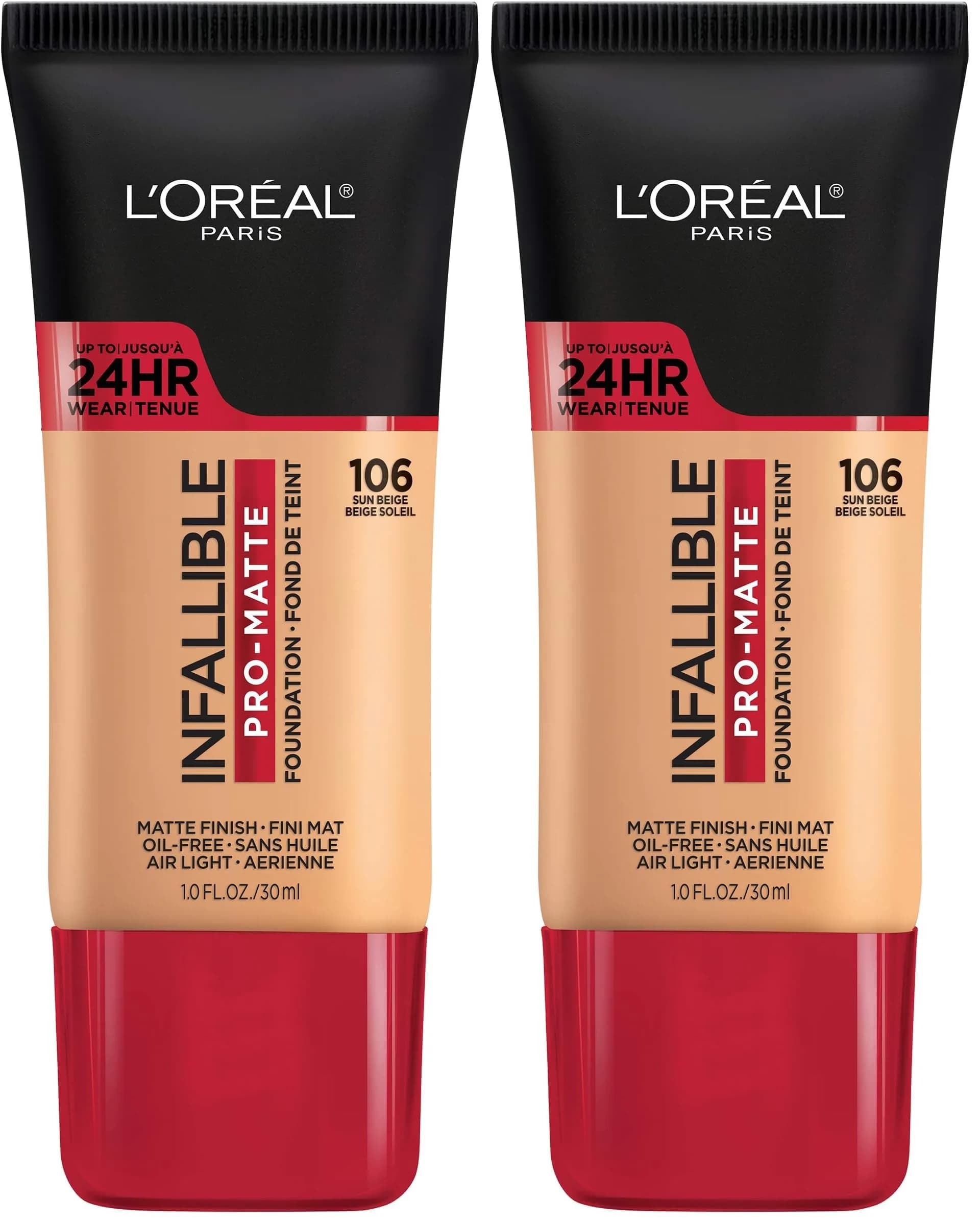 L'Oreal Paris Infallible Pro-Matte Liquid Foundation Ivory Beige 30ml (1 fl oz Pack of 2) | Longwear Demi-Matte Finish
