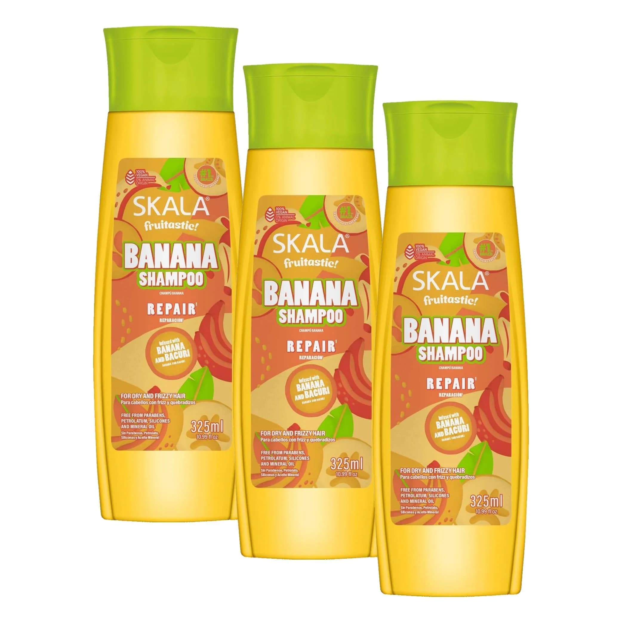 SKALA Banana Shampoo for Dry & Frizzy Hair | Vegan Hydration & Frizz Control, 325 mL