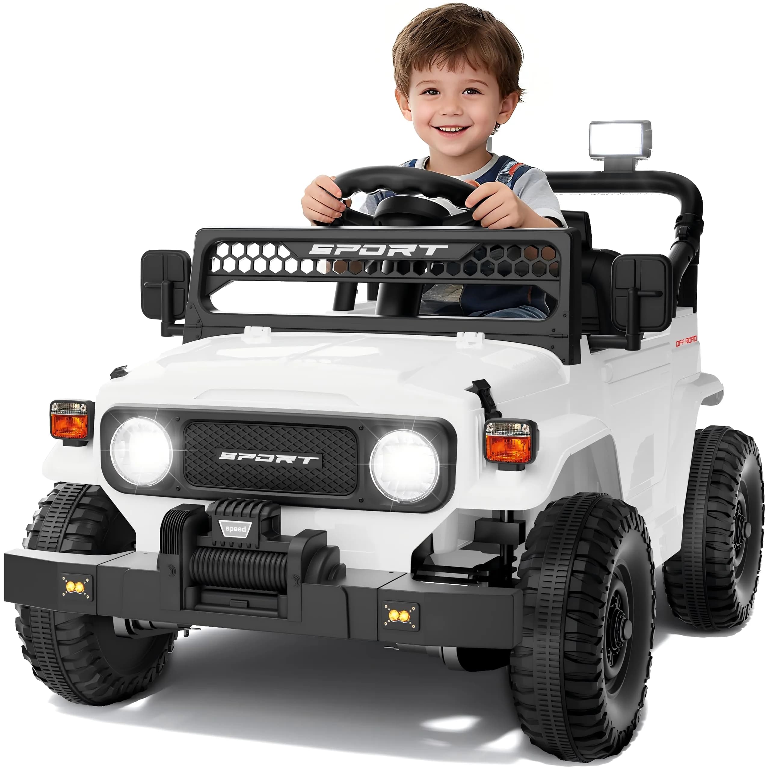YunTopKids Kid Car 12V 7Ah Ride On Toy with Remote Control | White