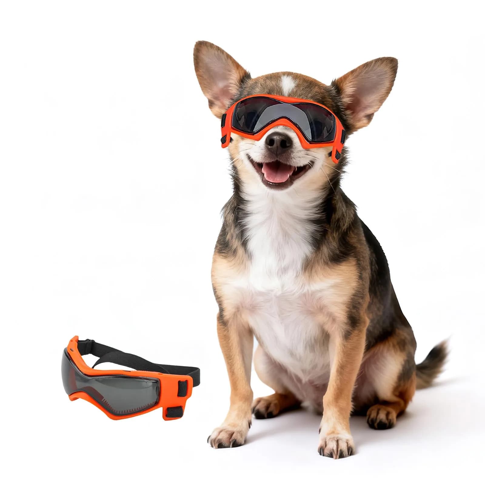 PETLESO Dog Goggles for Small to Medium Breed, Anti-UV Dog Sunglasses 5" L x 2" W | Sporty Orange Pet Eyewear