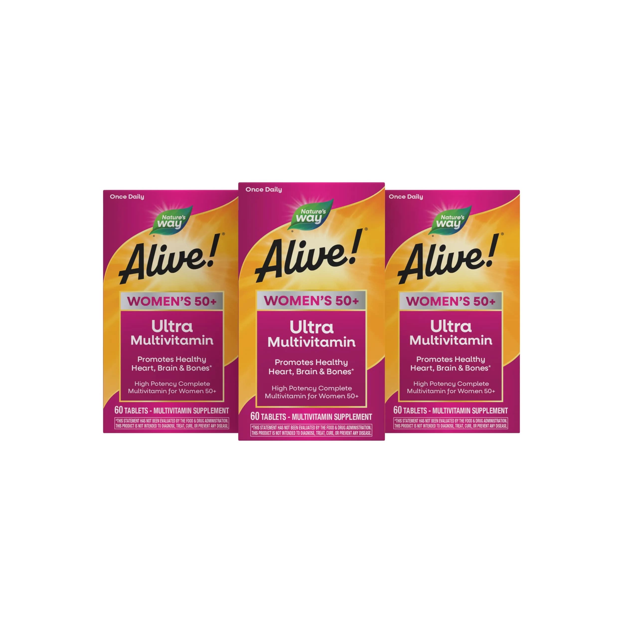Nature's Way Alive! Women's 50+ Multivitamin 180 Tablets (60 ct x3) | Supports Heart, Brain, Bone & Eye Health - main product image