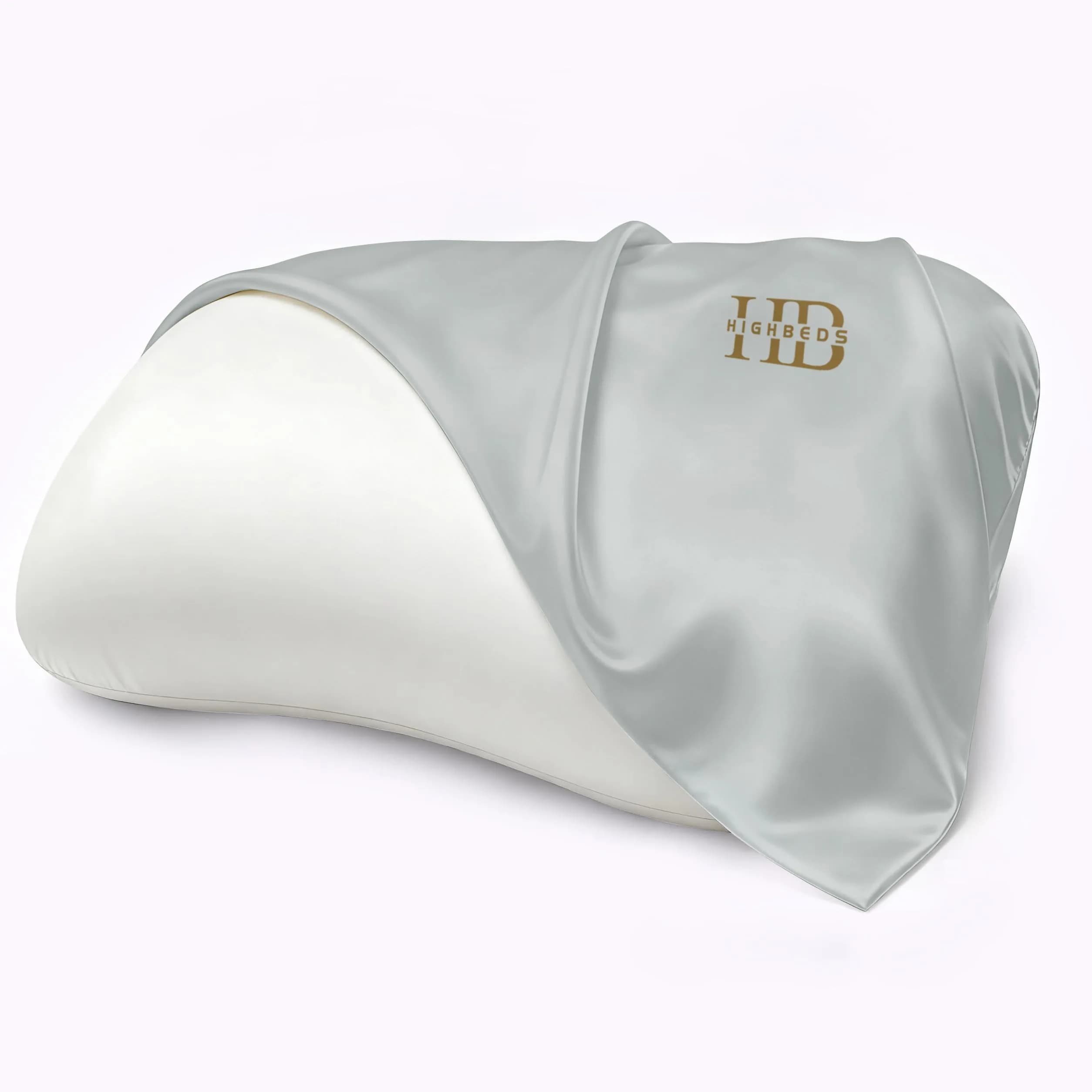 HighBeds Cervical Neck Pillow - Side Sleeper Pillow for Neck Pain Relief, Soft Ergonomic Memory Foam, Ice Silk Zipperless Pillowcase, Eco-Friendly Material