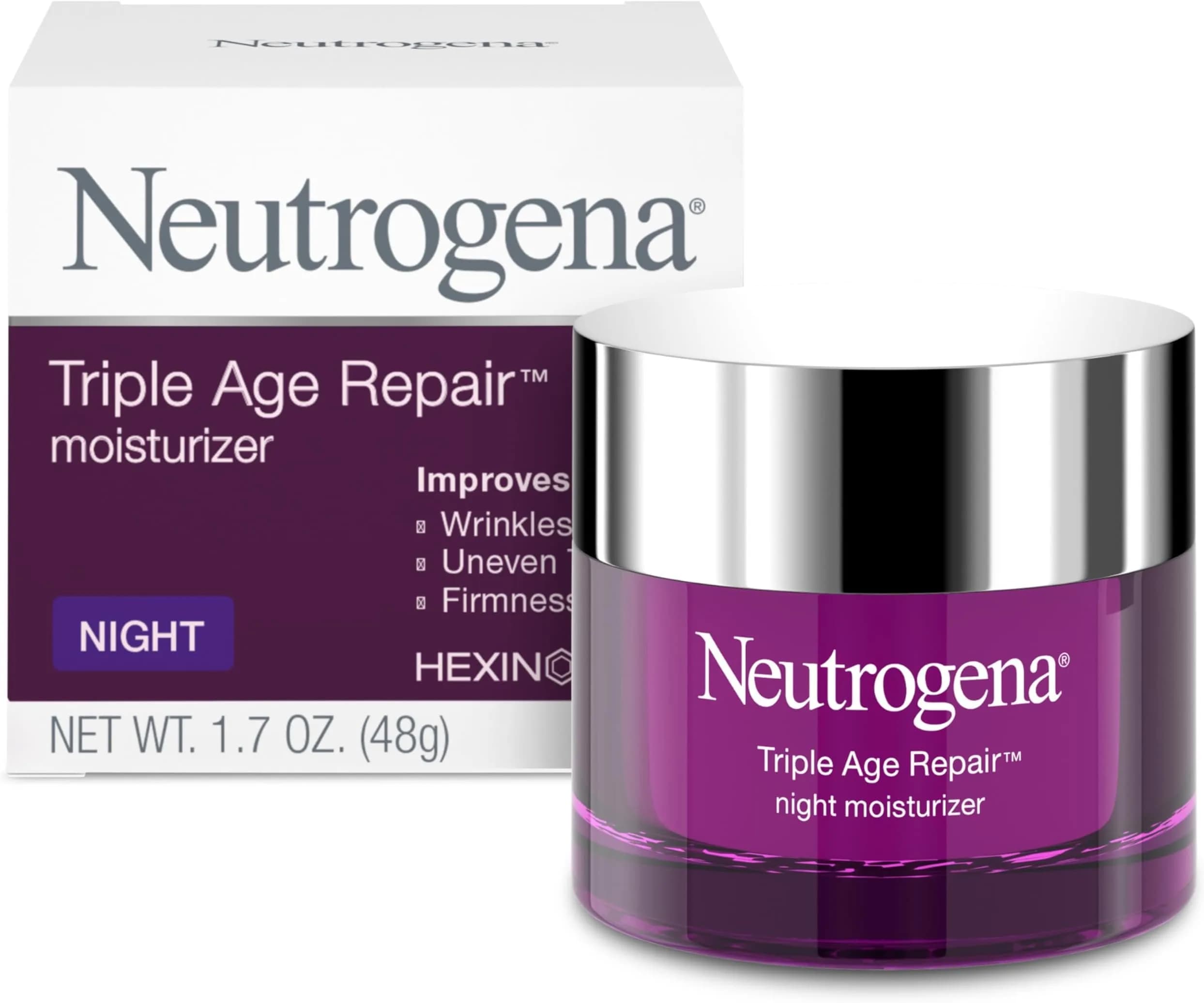 Neutrogena Triple Age Repair Night Face Moisturizer 50g (1.7 oz) | Clinically Proven Wrinkle Reduction - main product image