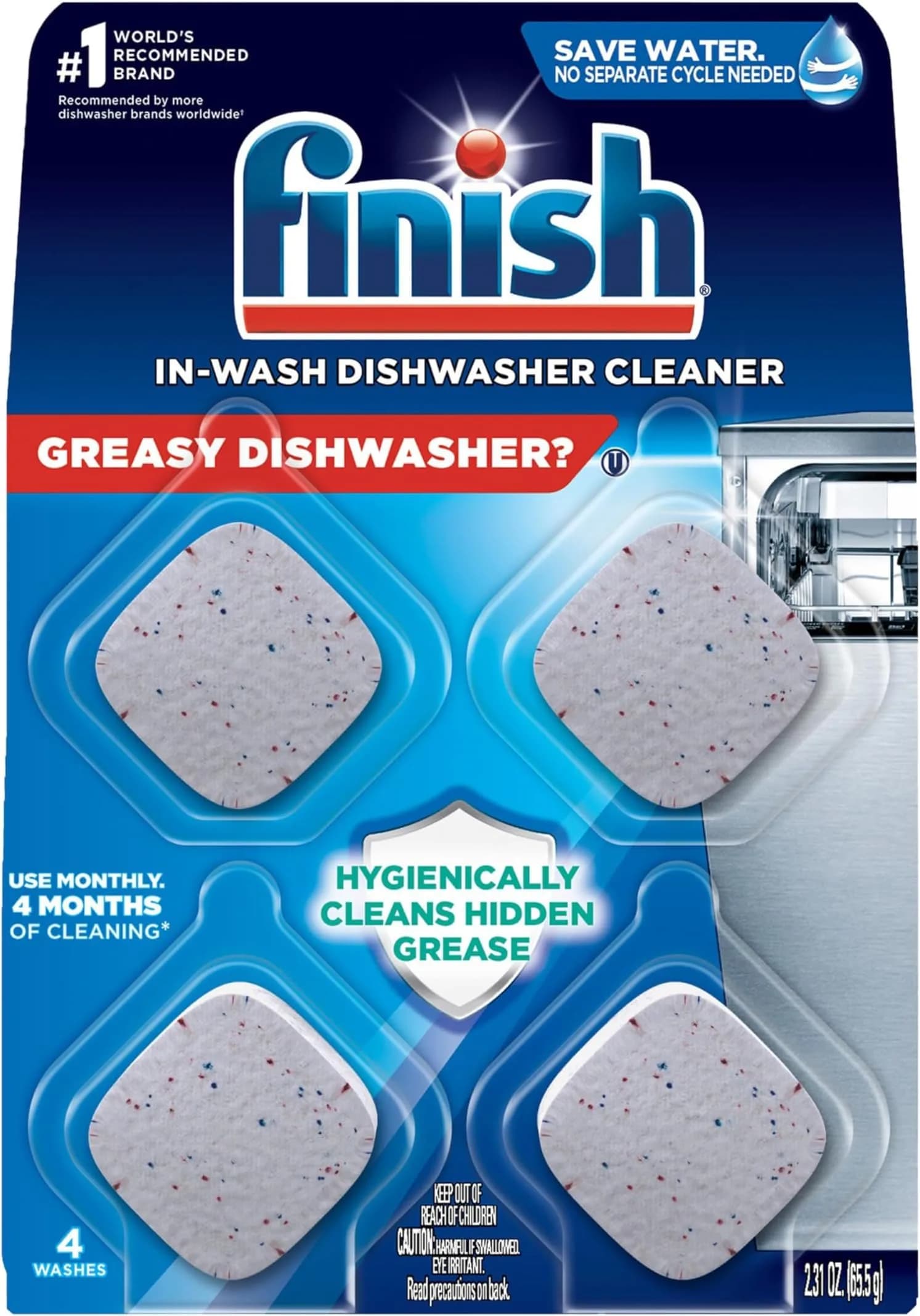 Finish Dishwasher Cleaner Tablets 32 Count (Pack of 8) | Deep Cleans Hidden Grease & Grime - main product image