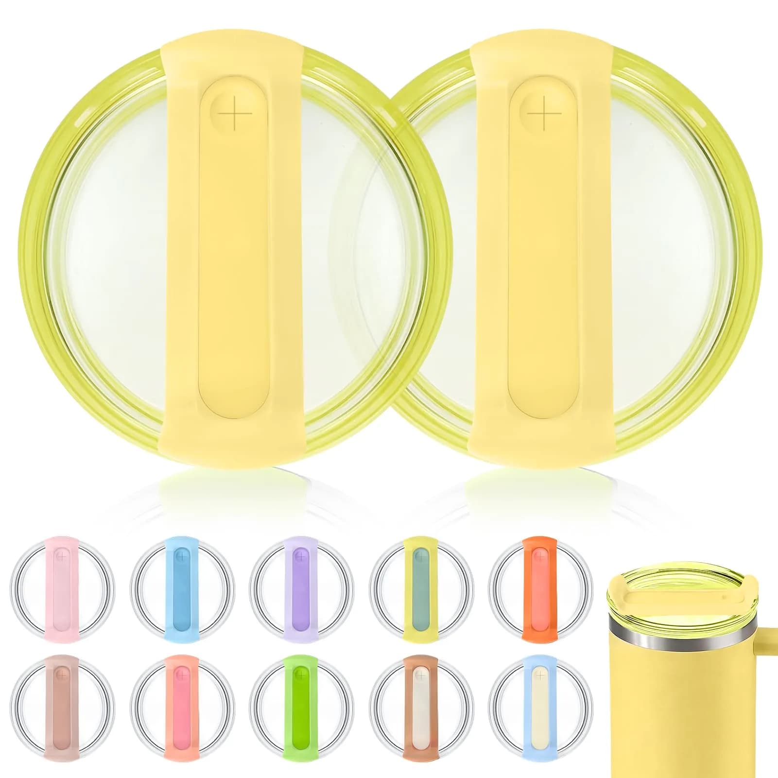 Horsdo 40oz Tumbler Lid (2-Pack, Yellow) | Spill-Proof Replacement for Stanley Quencher 2.0 - main product image