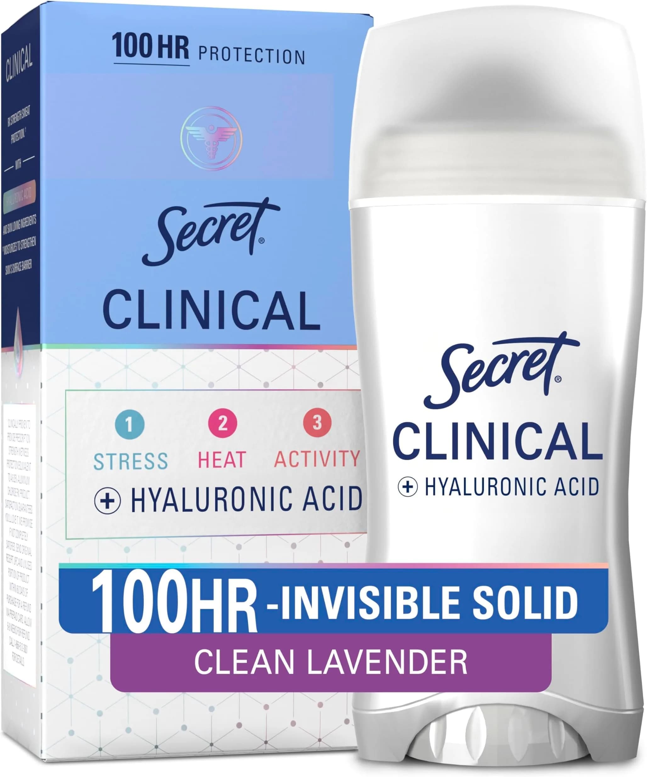 Secret Clinical Strength Invisible Solid Antiperspirant Deodorant for Women, Clean Lavender 2.6 oz (Pack of 12) | 100-Hour Stress Sweat Protection - main product image
