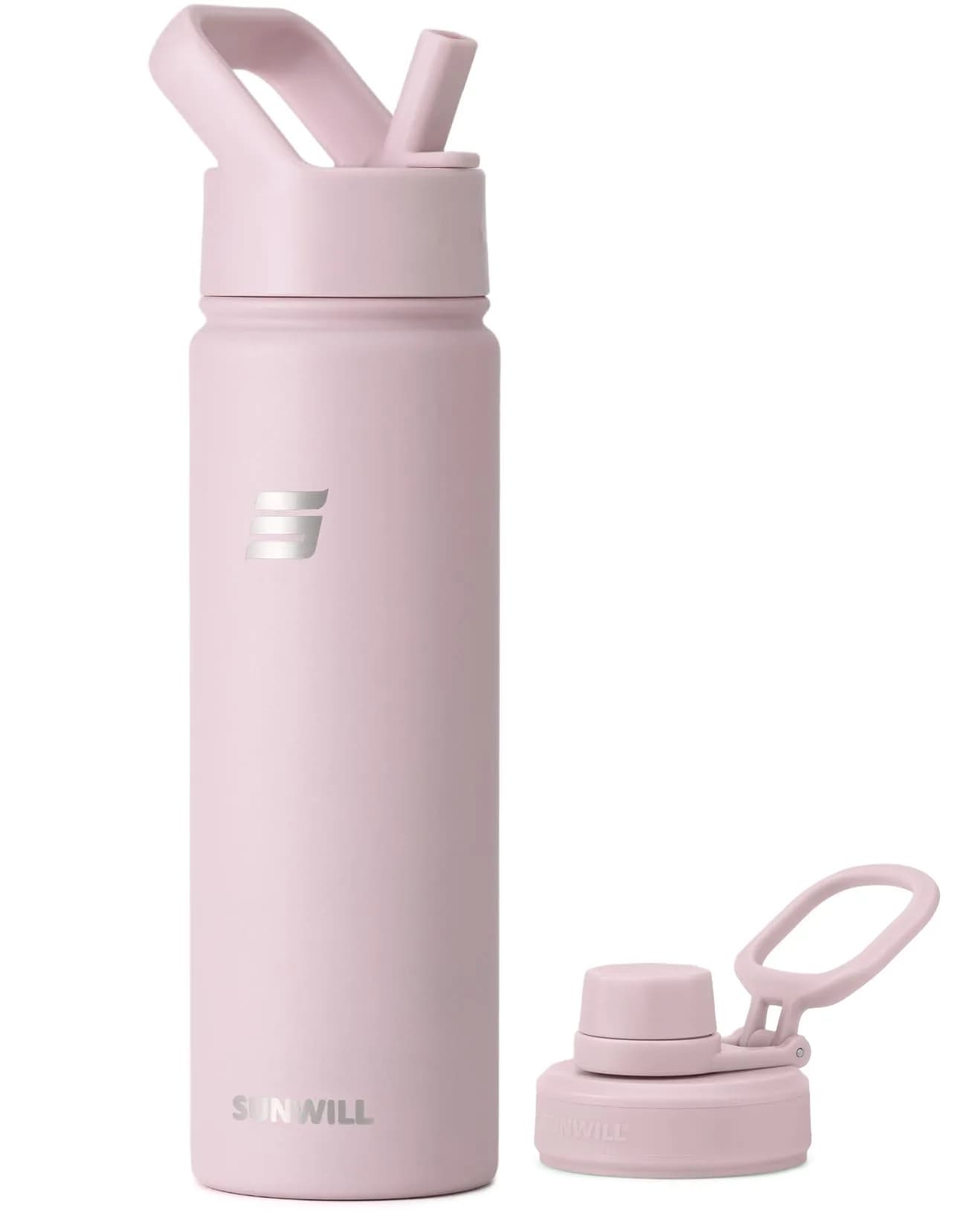 SUNWILL Insulated Water Bottle with Straw & Chug Lid, 22 oz Stainless Steel | Double-Wall Vacuum Insulation for Hot & Cold Drinks