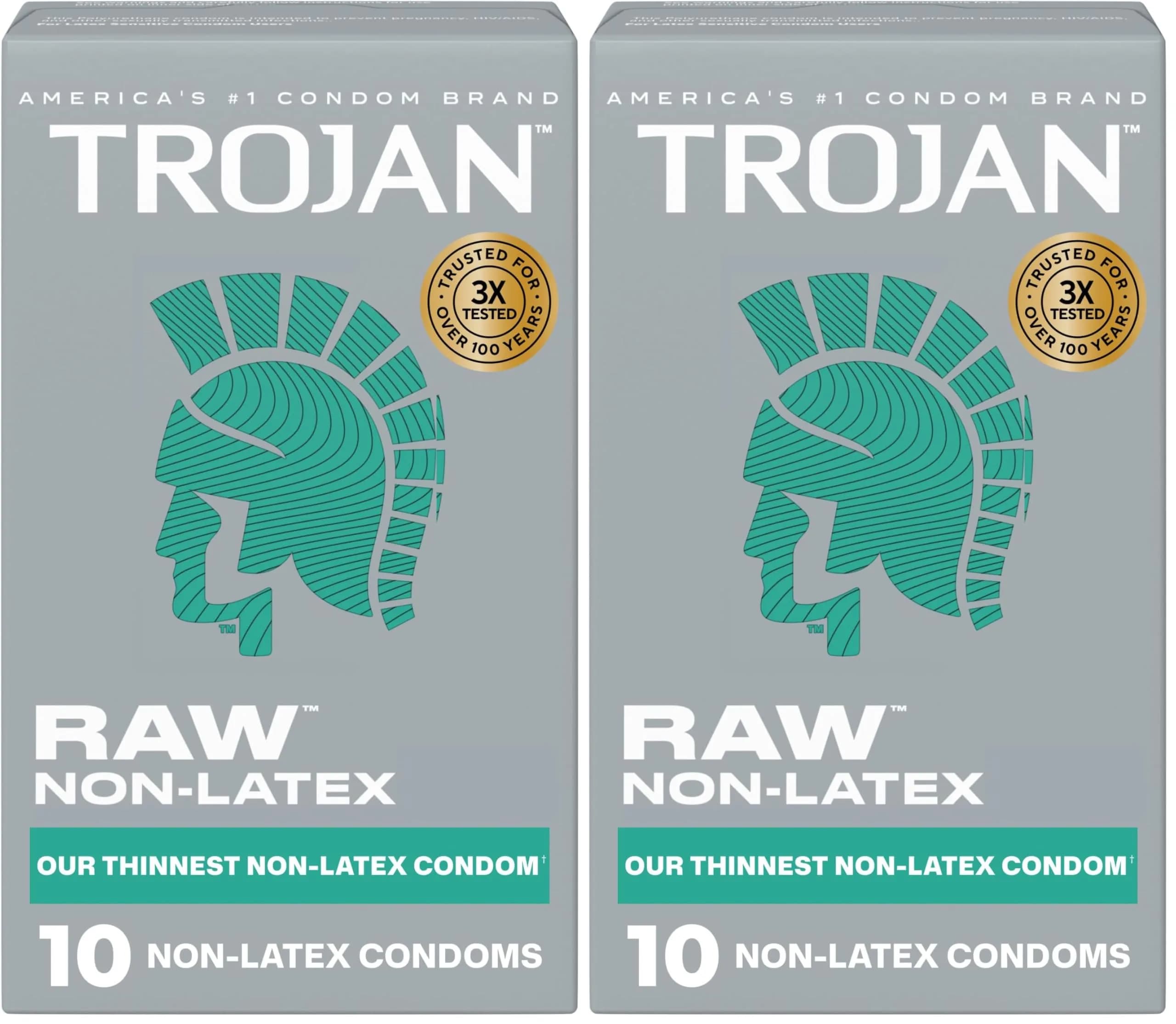 TROJAN Raw Non-Latex Lubricated Thin Condoms for Men, 20 Count (Pack of 2) | America’s Thinnest Latex-Free Condoms - main product image