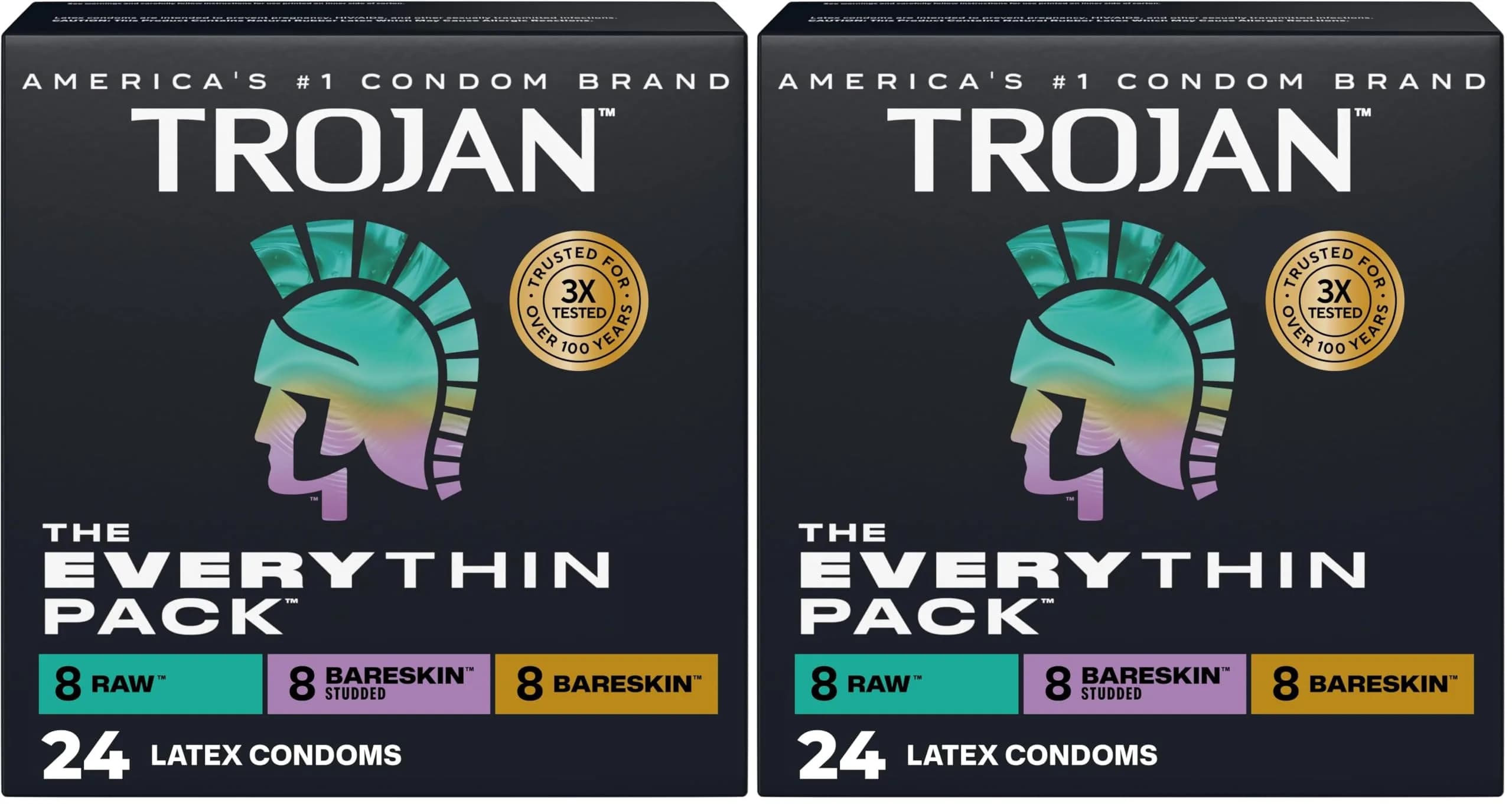 TROJAN BareSkin Condoms Everythin Variety Pack 48 Count (24 Count x 2 Packs) | Ultra Thin Lubricated Latex Condoms for Enhanced Sensation - main product image