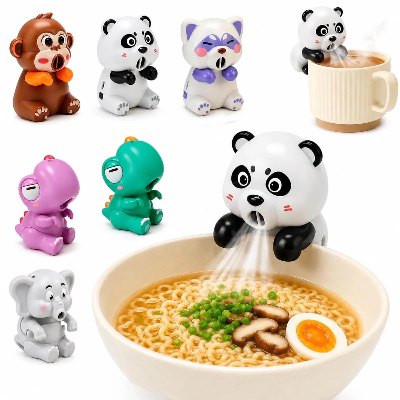 MIZSXF Cute Elephant Cooling Clip-On Mini Fan 8cm (3.15in) | 3-Speed USB Rechargeable for Hot Food & Drinks - main product image
