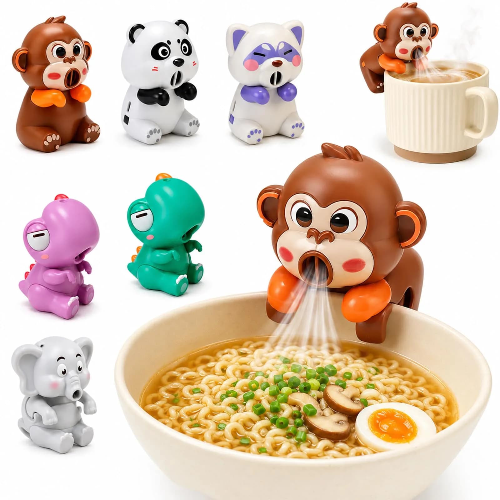 MIZSXF Cute Elephant Cooling Clip-On Mini Fan 8cm (3.15in) | 3-Speed Rechargeable USB Coffee Chiller for Bowls & Cups - main product image