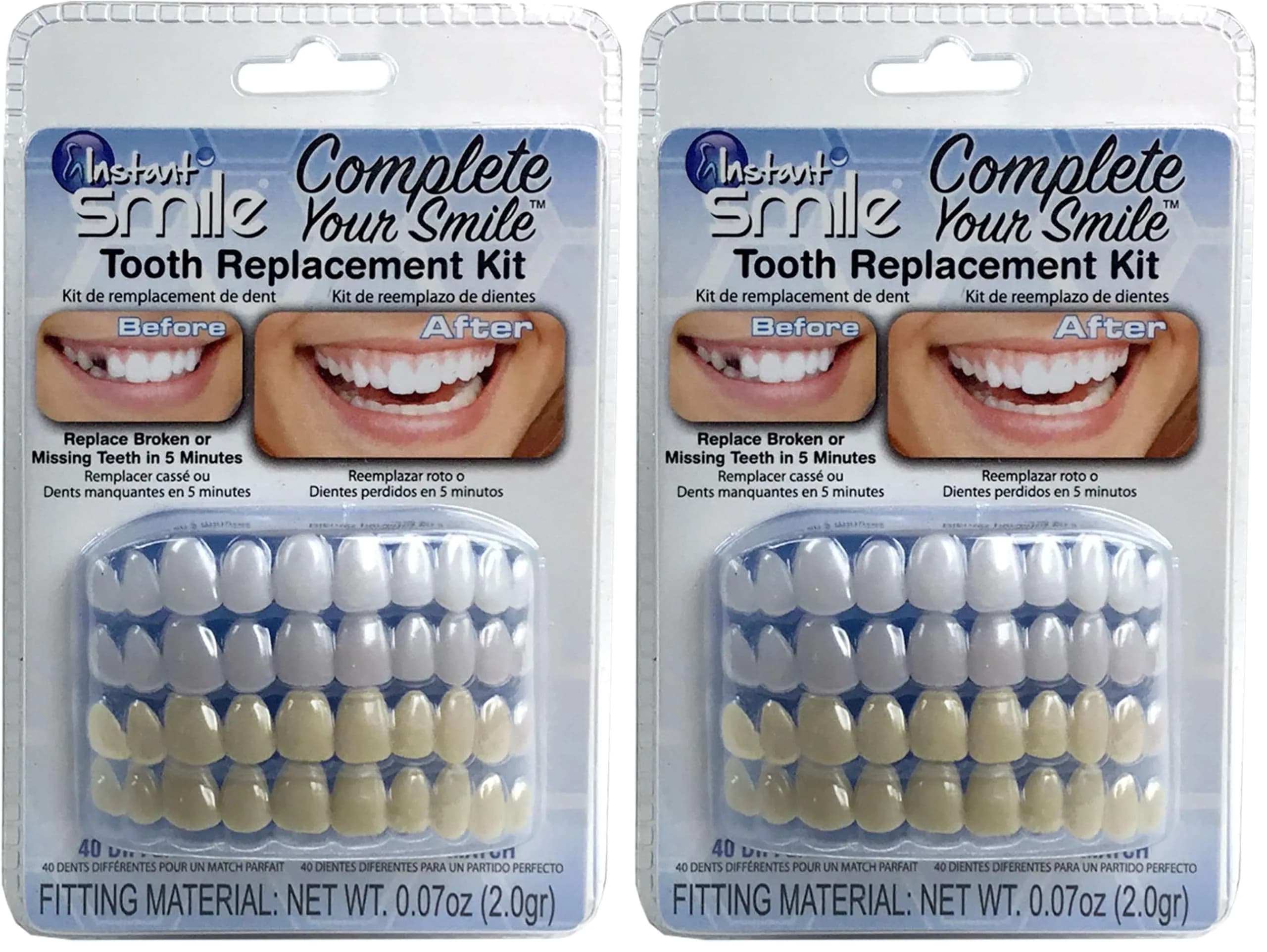 Instant Smile Complete Your Smile Temporary Tooth Replacement Kit - Replace a Missing Tooth in Minutes - Patented (Pack of 2) - main product image