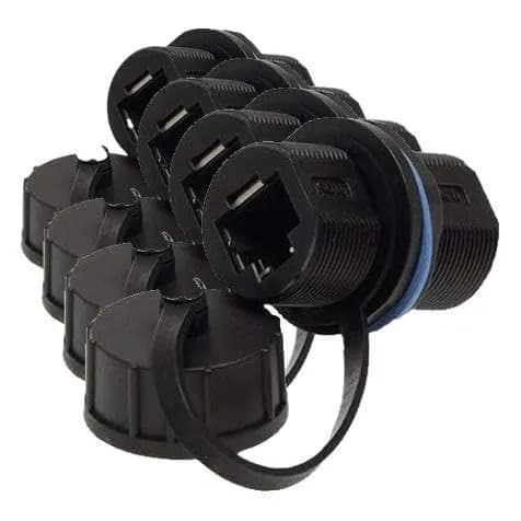 ANMBEST Shielded RJ45 Waterproof Panel Mount Connector (Pack of 20) | Industrial Ethernet Connectivity - main product image