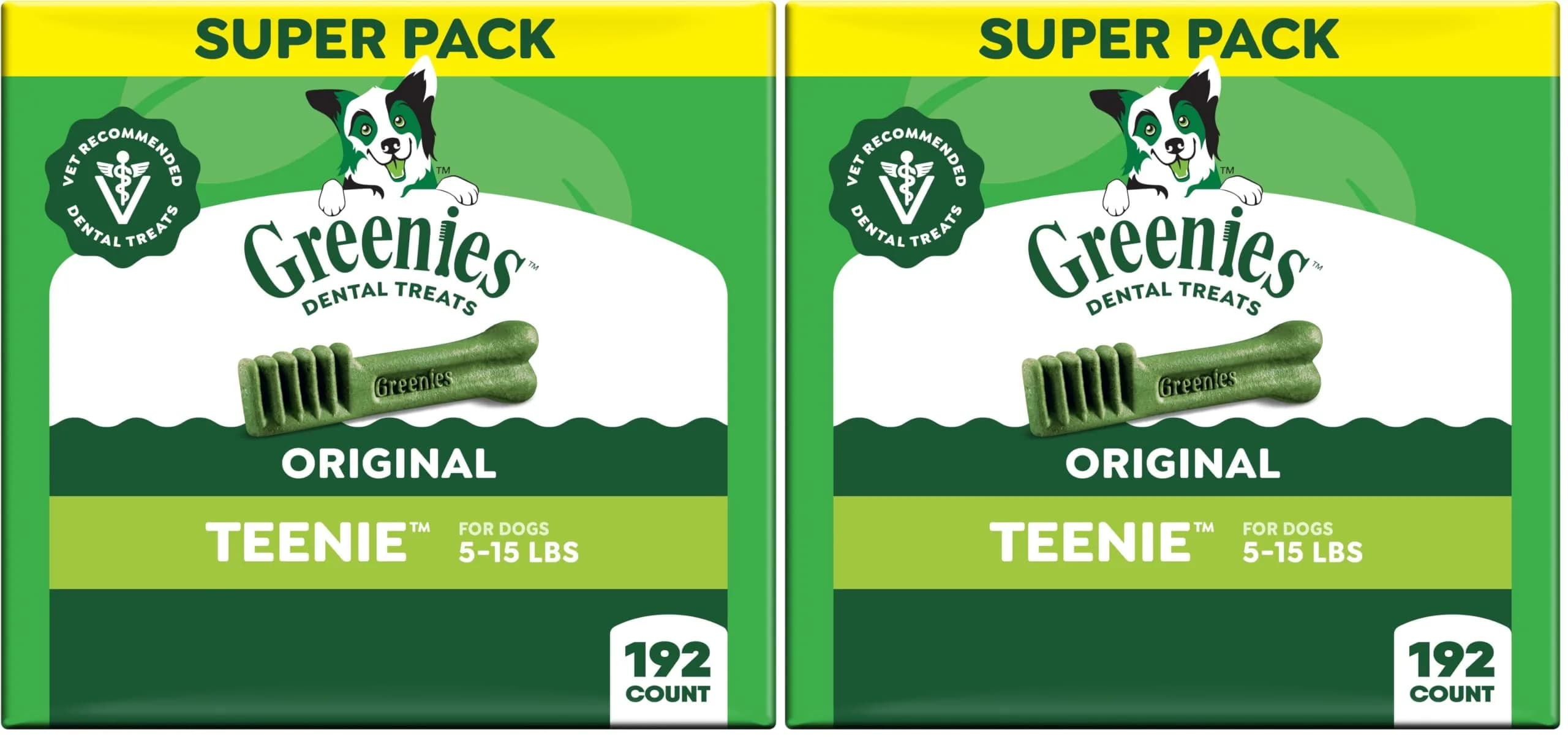 Greenies Teenie Size Original Dental Dog Treats 384 Count (1.52 kg / 3.36 lb) | Veterinarian-Recommended for Small Dogs - main product image