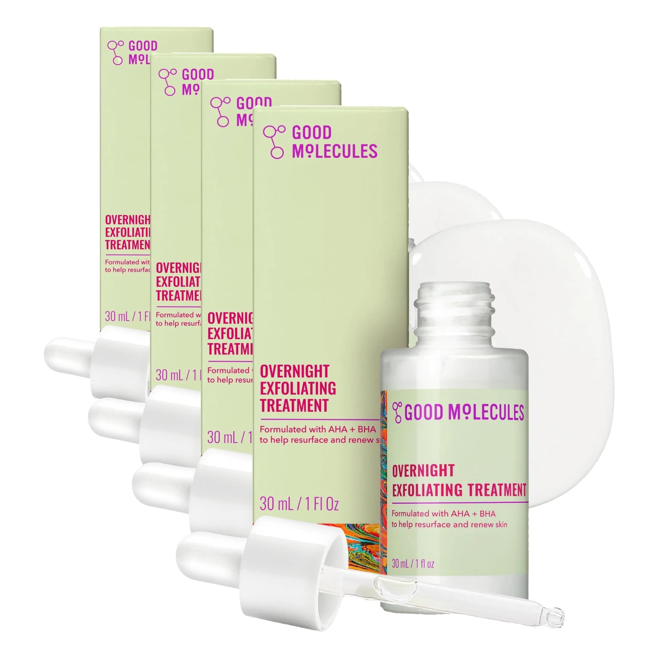 Good Molecules Overnight Exfoliating Treatment 120ml (4 Fl Oz) | AHA & BHA Face Exfoliator for Resurfacing - main product image