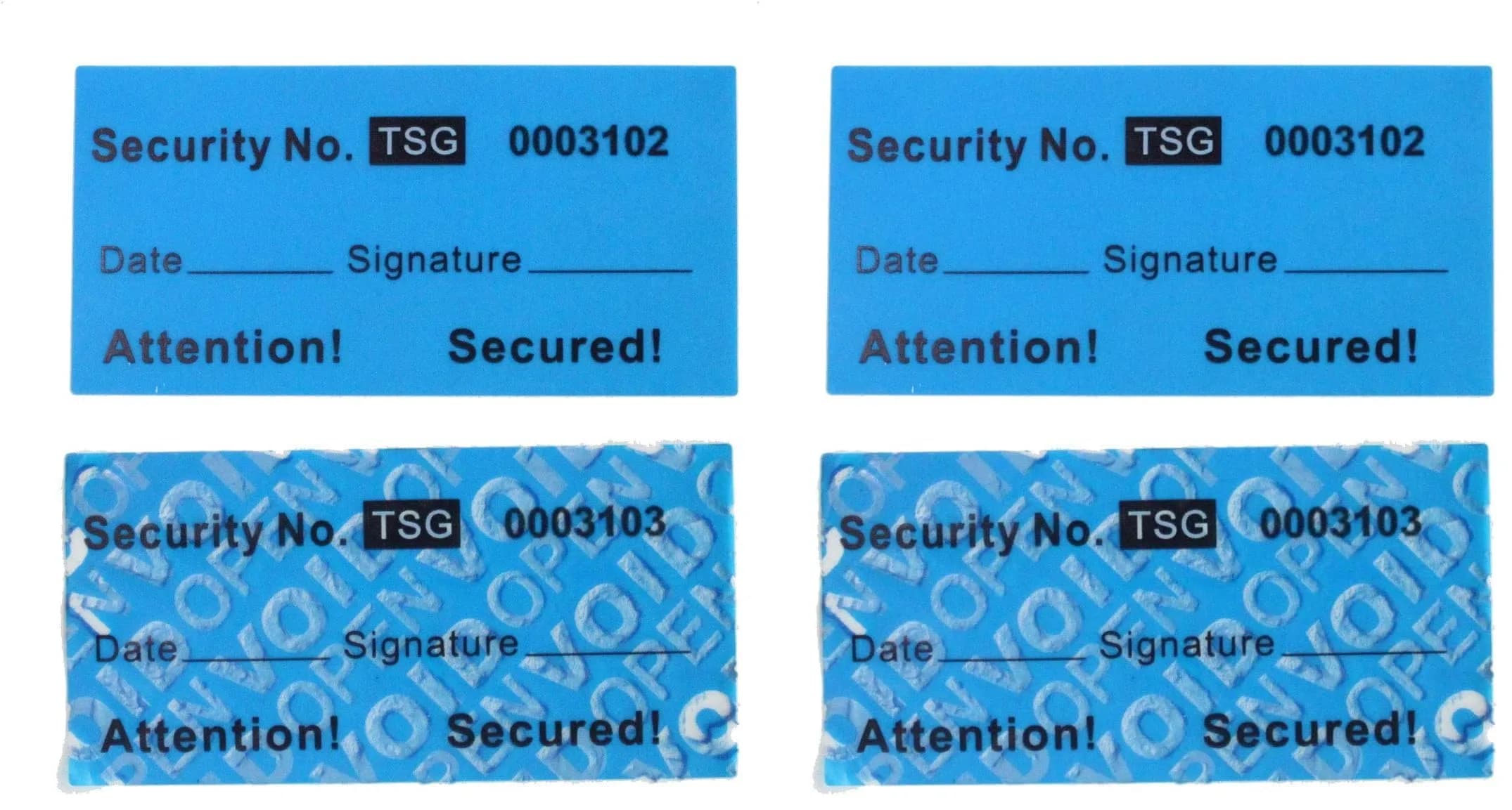 TamperSeals Group Blue Non-Transfer Tamper Evident Security Warranty Void Labels 200 Labels (1"x2" Each) - main product image