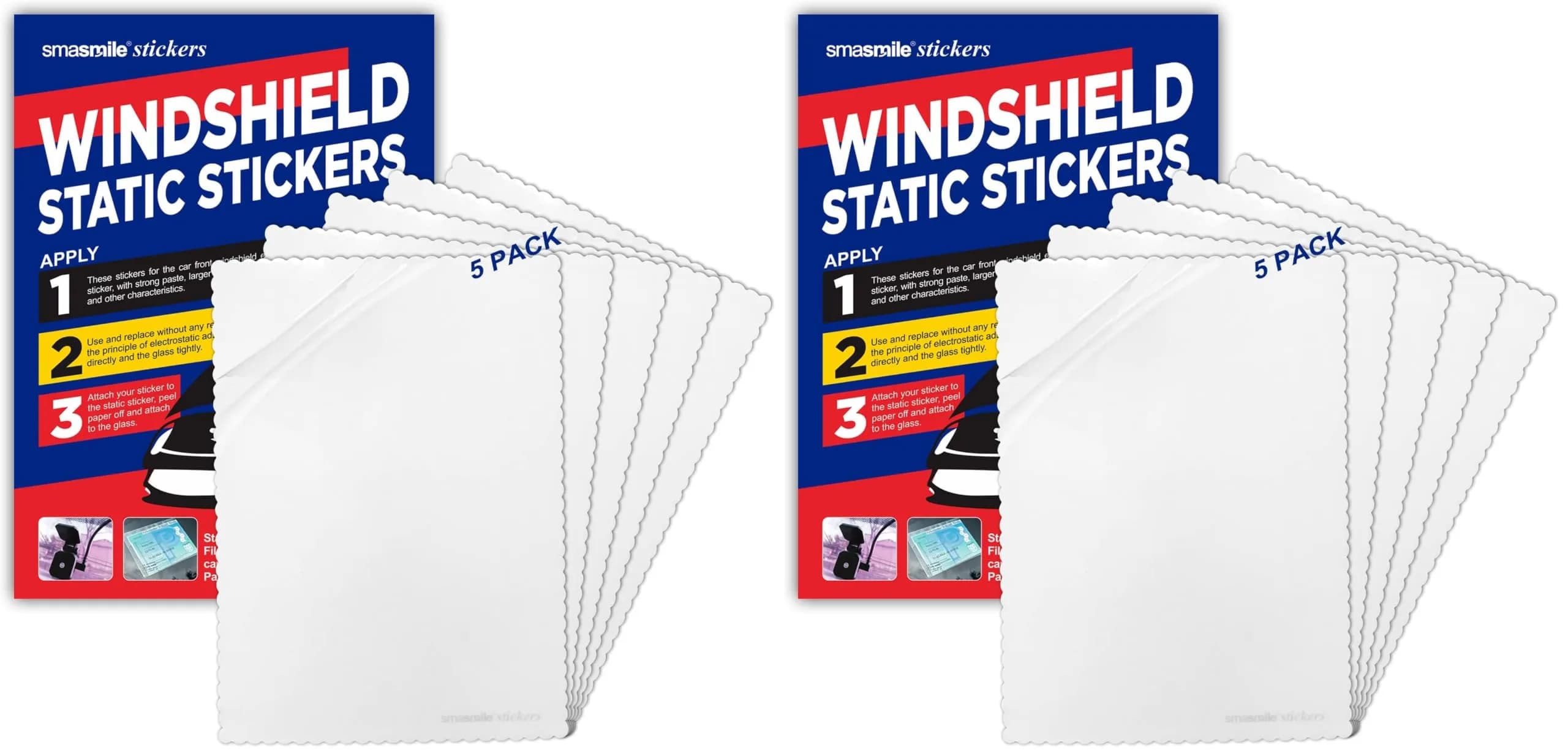 SMASMILE Static Cling Windshield Sticker Applicator 10 Pack 5"x7" | Reusable & Residue-Free - main product image