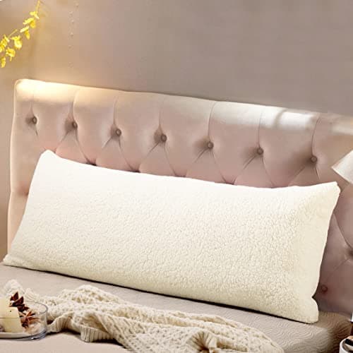 Reafort Sherpa Body Pillow Cover 21"x54" | Zipper Closure, Ultra Soft Plush Feel, Black
