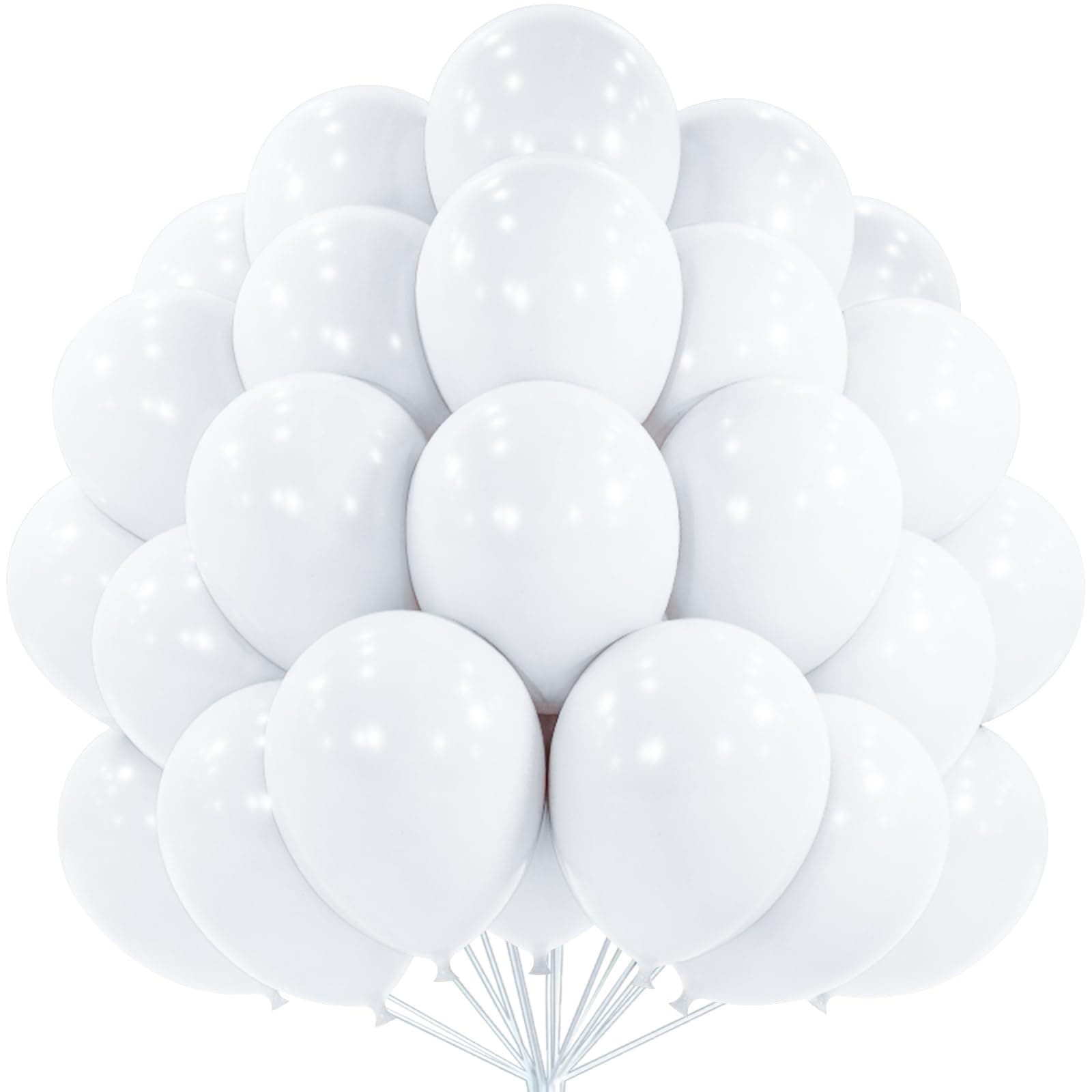 PartyWoo White Balloons 50 pcs 12 Inch Latex Helium Balloons | Assorted Colors Party Decorations - main product image