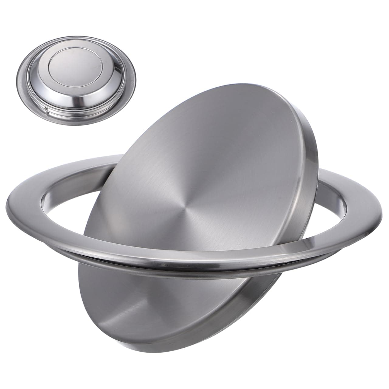 Cabilock Recessed Countertop Trash Bin Lid, Stainless Steel, Silent Swing, 21x21cm | Space-Saving Kitchen & Bathroom Cover - main product image