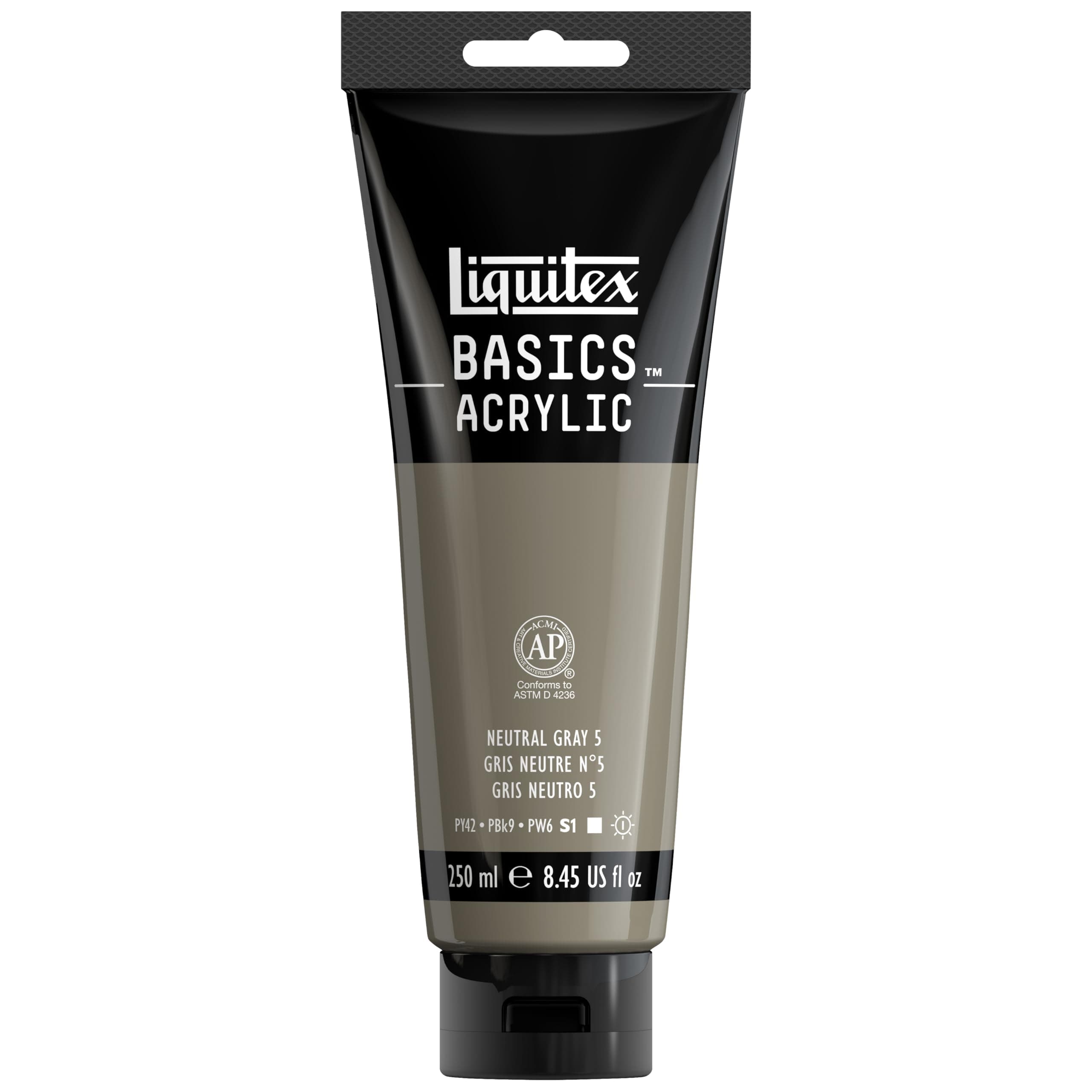 Liquitex BASICS Acrylic Paint Neutral Gray Value 5 8.5 oz (250 ml) | Medium Viscosity - main product image