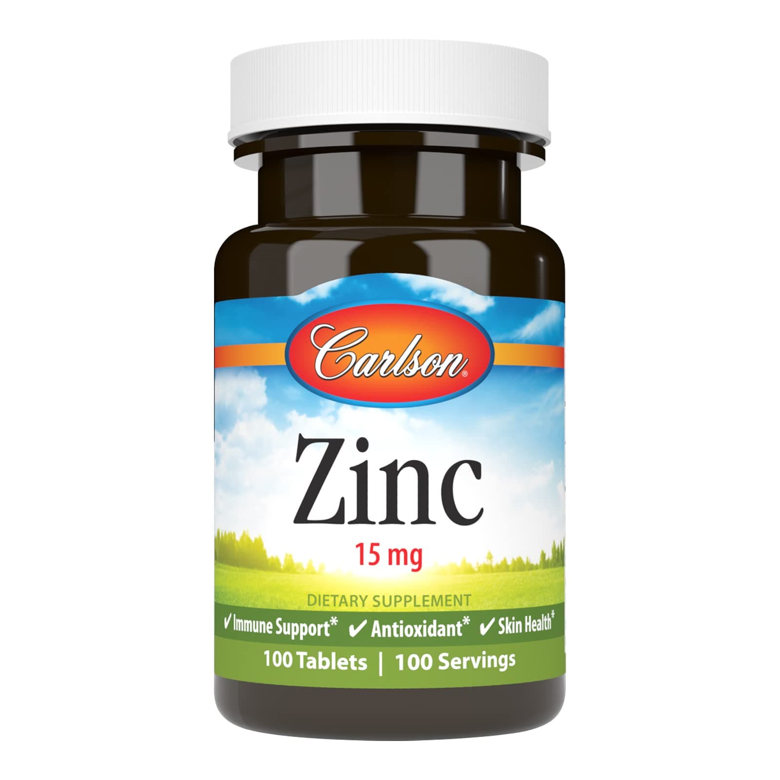 Carlson Zinc 15 mg | Supports Immune & Skin Health, 100 Tablets