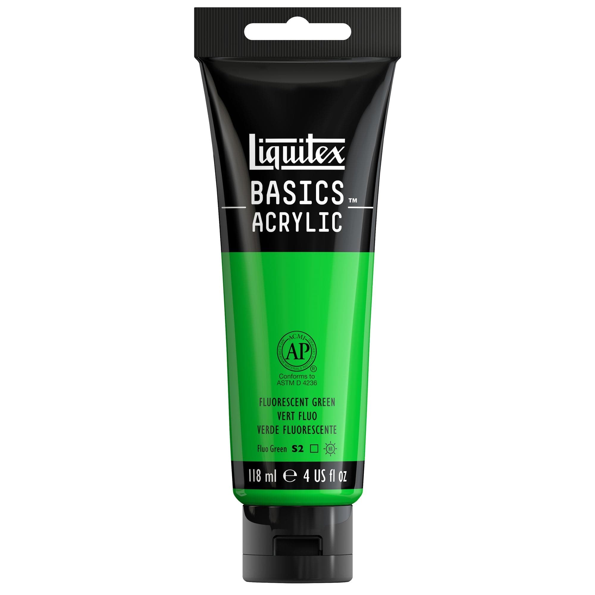 Liquitex Basics Acrylic Paint, Fluorescent Green, 118ml (4-oz) Tube | High-Quality Pigments - main product image