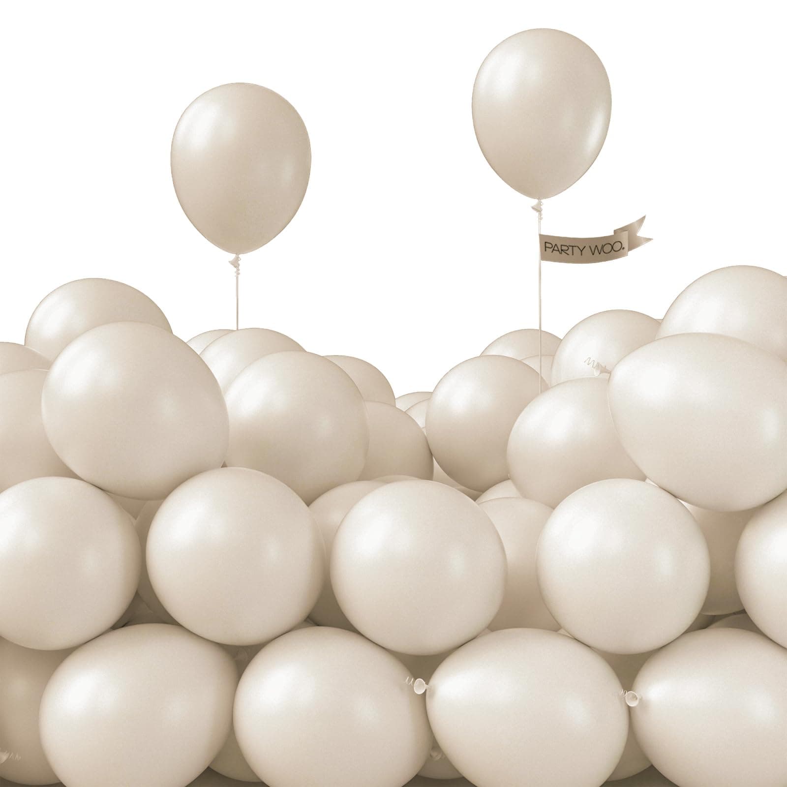 PartyWoo White Sand Balloons 100pcs 5 Inch Off White Beige Cream Ivory Boho Neutral Latex Balloons - main product image