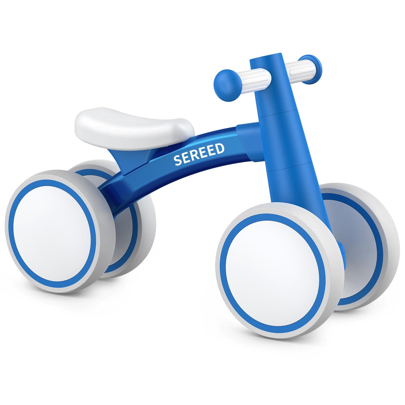 SEREED Baby Balance Bike Blue New 4 Wheels | ASTM-Tested Educational Toddler Toy - main product image