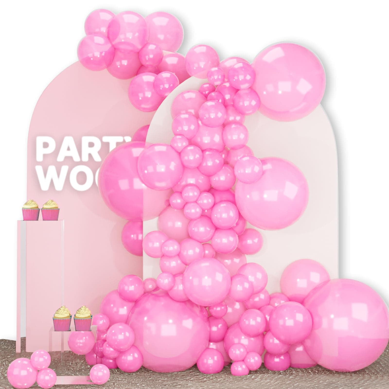 PartyWoo Pearl Pink Balloons 140pcs 18 12 10 5 Inch Light Pastel Baby Pink Balloon Arch Kit Garland - main product image