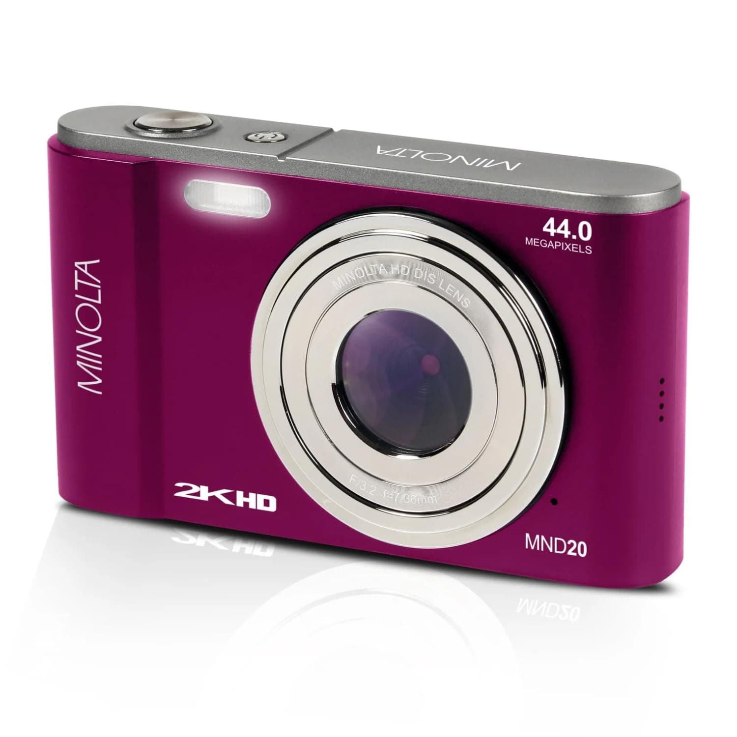 Minolta MND20 44MP Digital Camera 2.7K Ultra HD | Compact, 16X Zoom, Magenta