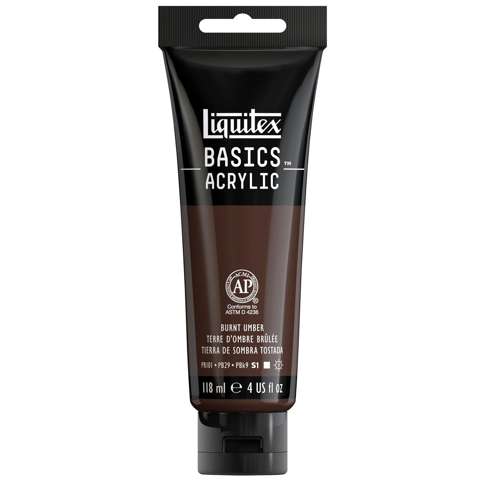 Liquitex BASICS Acrylic Paint, Burnt Umber, 118ml (4-oz) Tube | ASTM D4236 Certified Non-Toxic - main product image