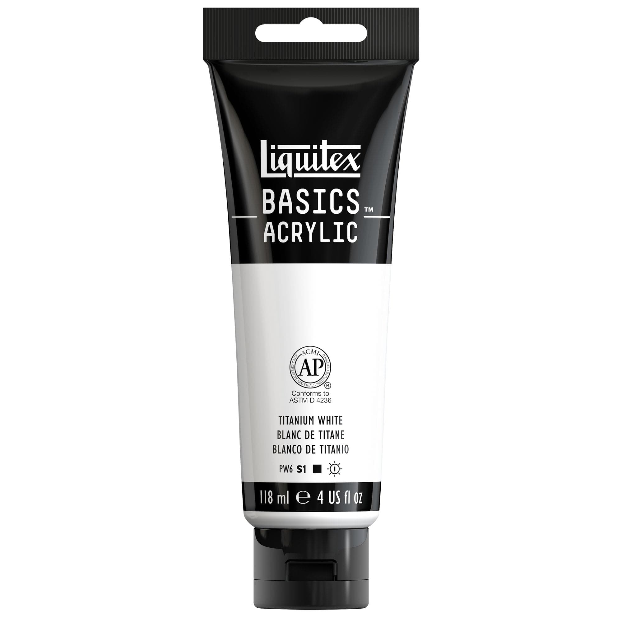 Liquitex Basics Acrylic Paint, Titanium White, 118ml (4-oz) Tube | Artist-Quality Pigments - main product image