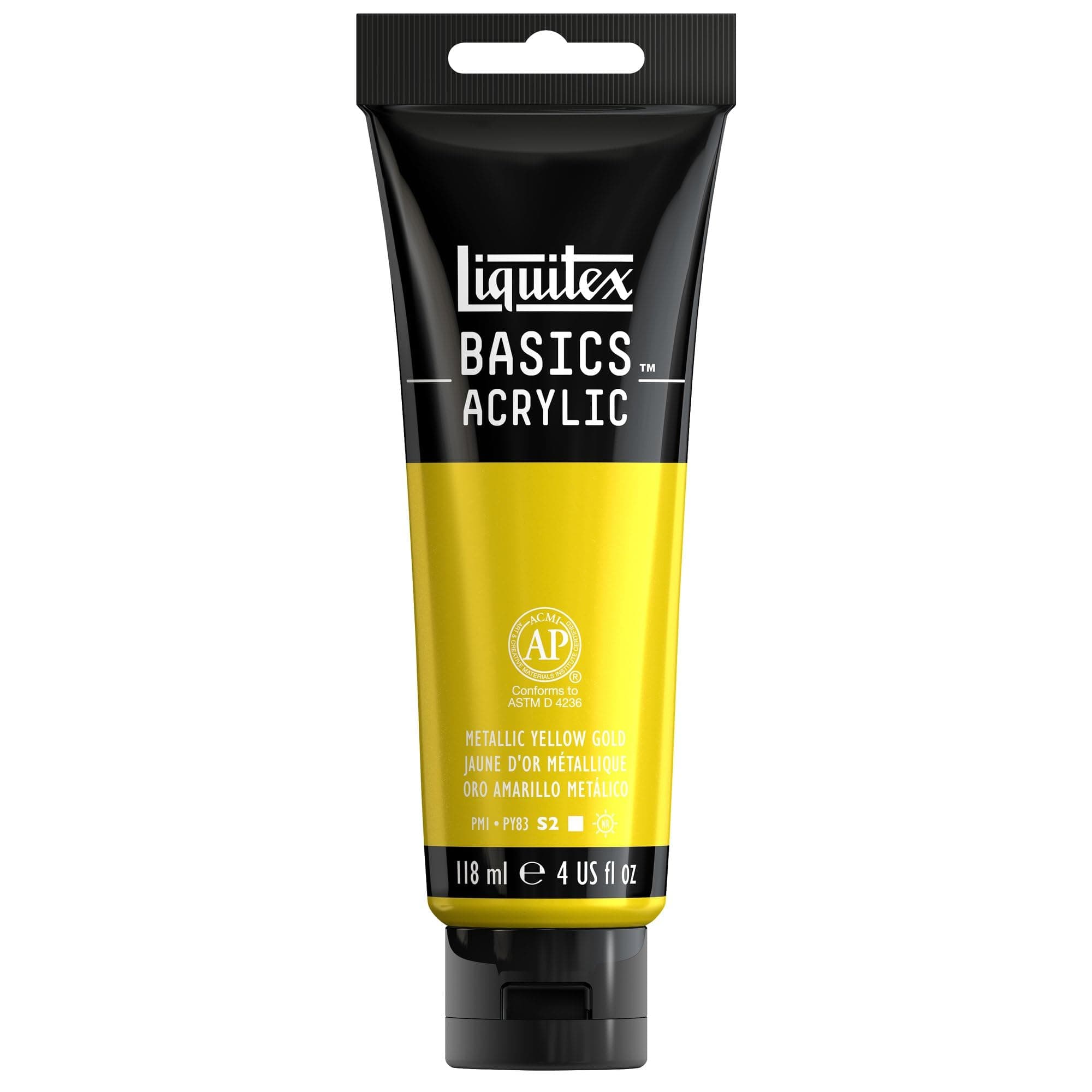 Liquitex BASICS Acrylic Paint Metallic Yellow Gold 118ml (4oz) | Artist-Grade Pigment for Vibrant Art - main product image