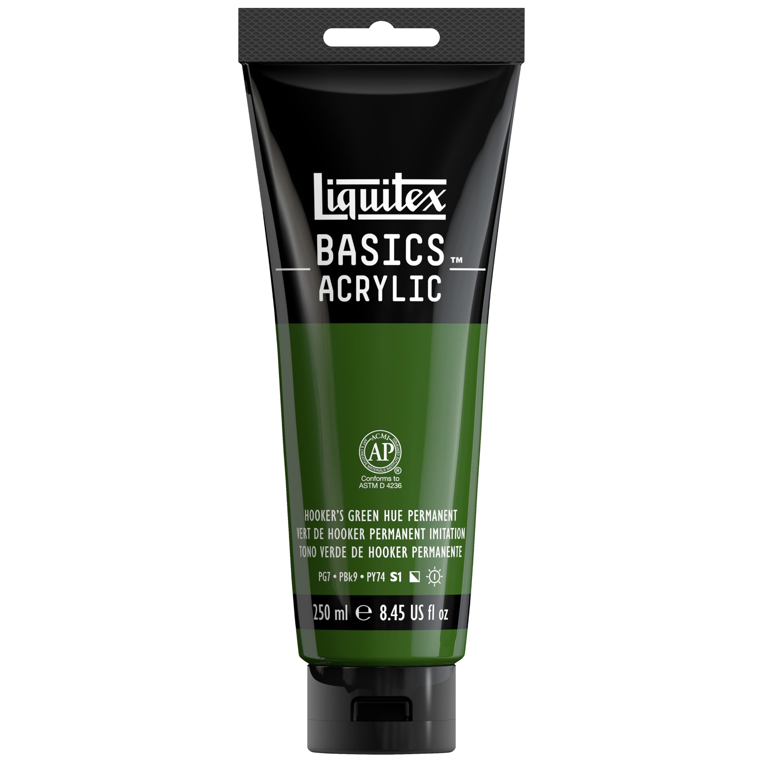Liquitex BASICS Acrylic Paint, 250ml (8.5-oz) Tube, Hooker’s Green Hue Permanent | Archival Quality - main product image