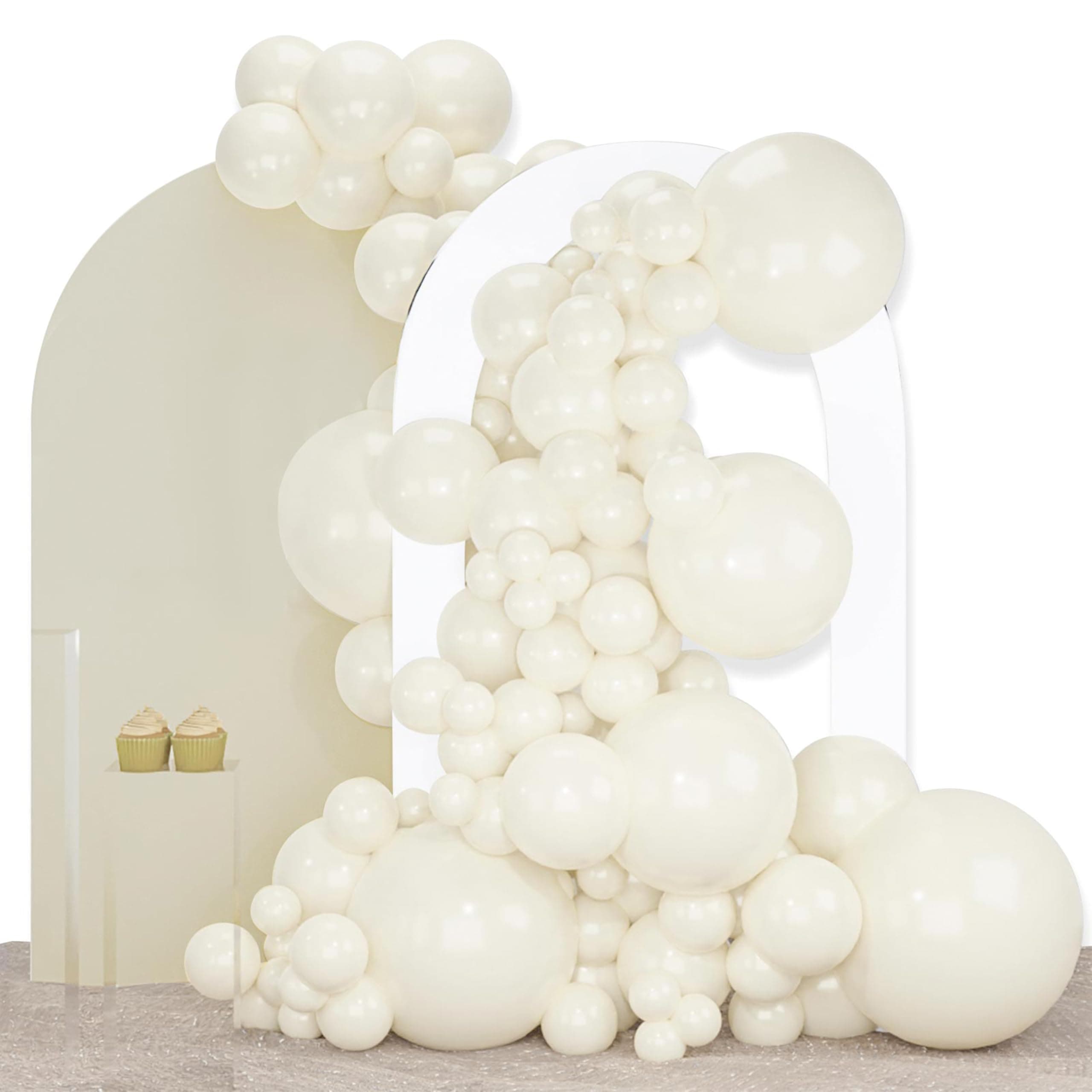 PartyWoo Beige Balloons 140pcs Assorted Sizes 18 12 10 5 Inch | Boho Party Decorations - main product image