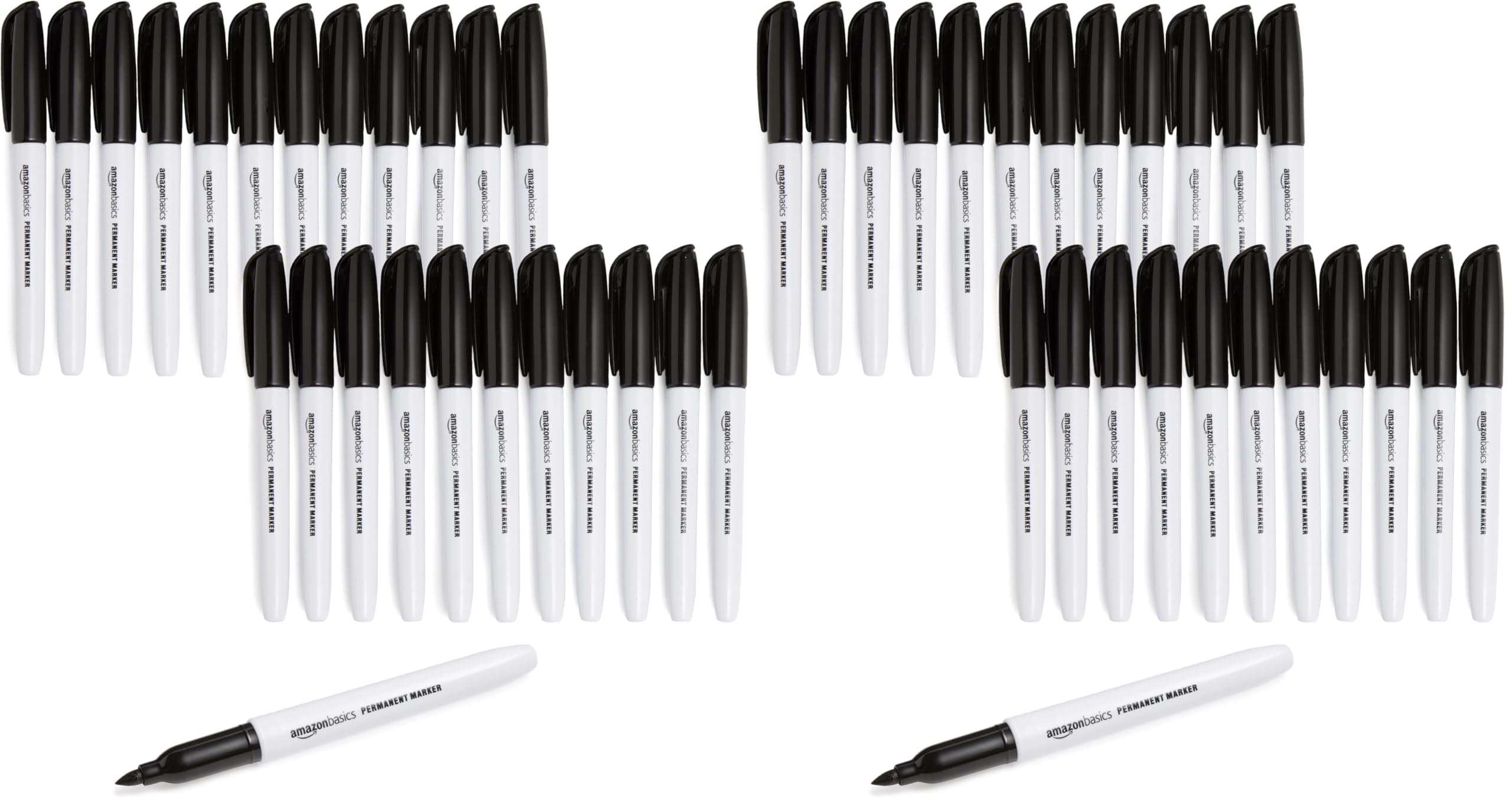 Amazon Basics Fine Tip Permanent Markers, Black, 48 Pack | Fade-Resistant Ink for Office & School - main product image