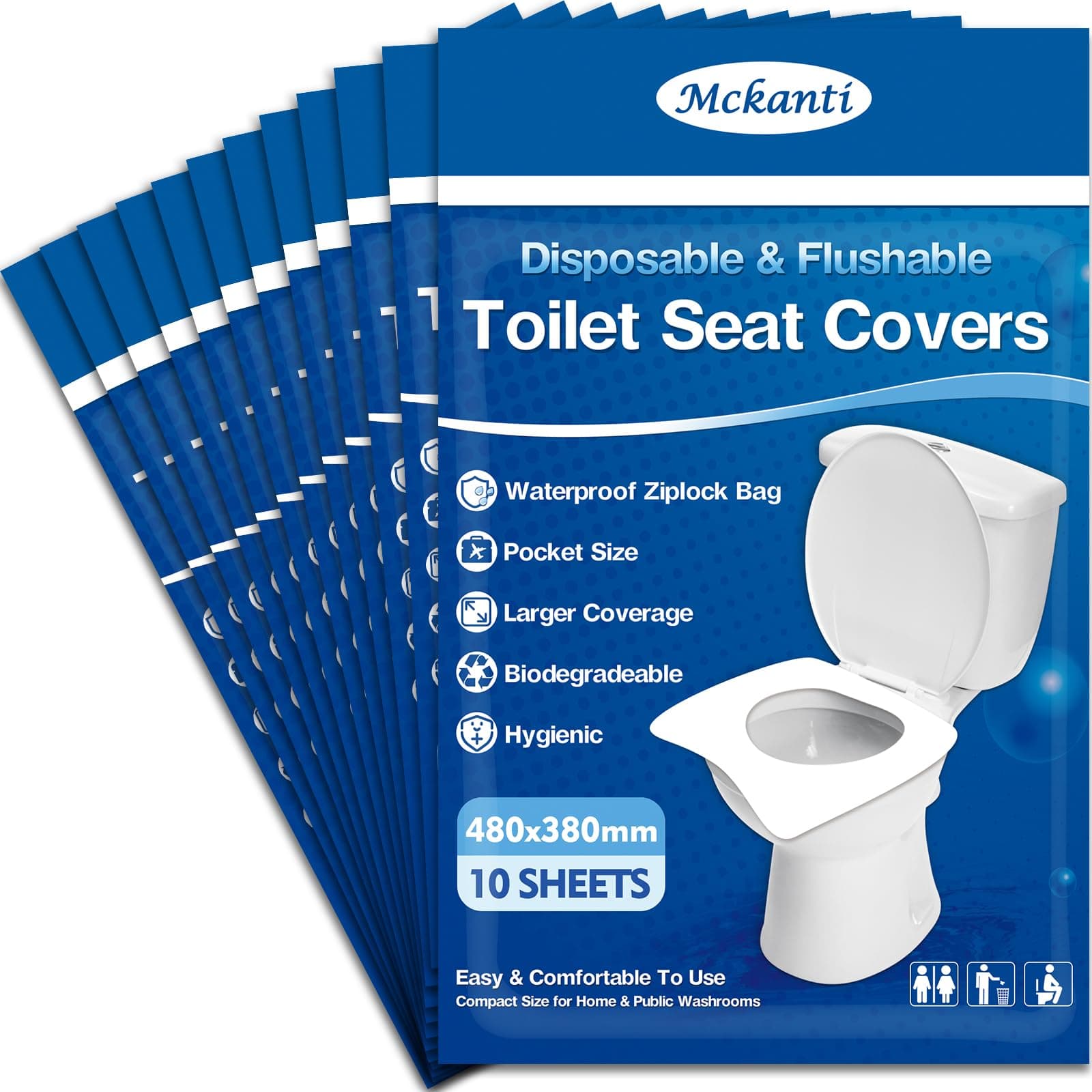 Mckanti Toilet Seat Covers Disposable 120 Pack XL | Biodegradable & Travel Essential
