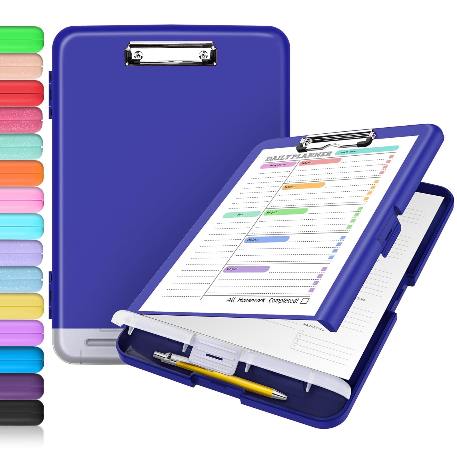 Sooez Clipboard with Storage, Classic Navy, 8.5 x 11 inches | Lesson Planner Clipboard for Students & Professionals - main product image