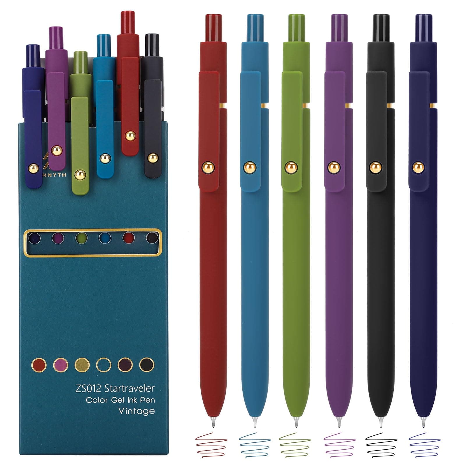 Ddaowanx Gel Pens, 0.5mm Fine Point Retractable, Vintage Colors (24-Pack) | Smooth Ink Flow for Students & Professionals - main product image